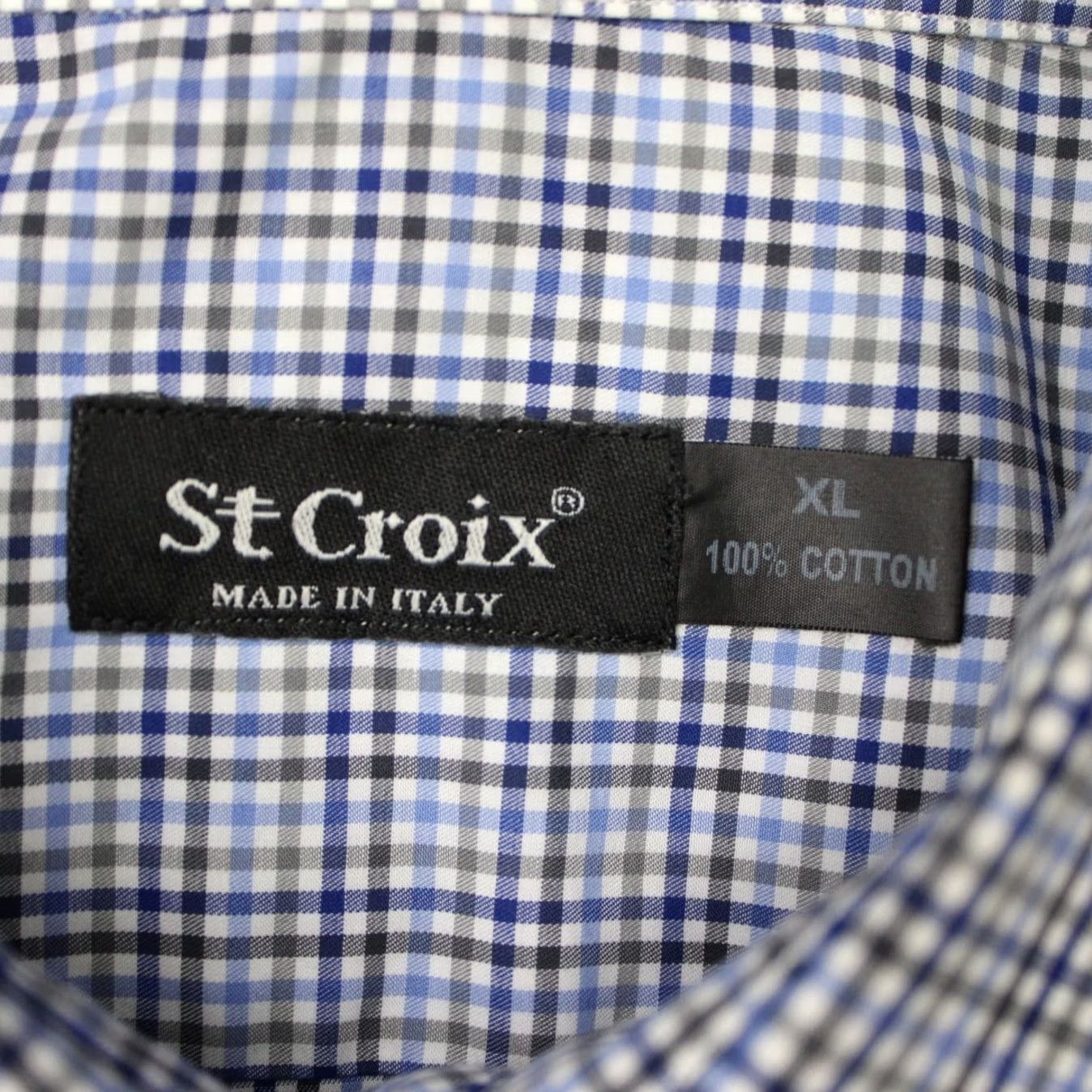 Vintage St. Croix Shirt Mens XL Blue/Black Check Long Sleeve Button Up 100% Cotton Size US XL / EU 56 / 4 - 6 Thumbnail
