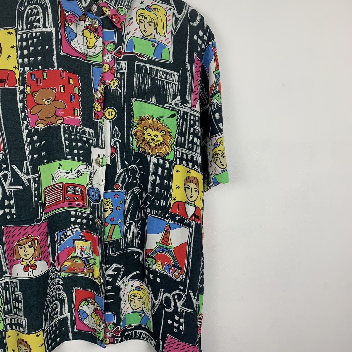 Vintage Crazy Art Vintage Shirt Short Sleeve Abstract Pattern 90’s Size US XS / EU 42 / 0 - 6 Thumbnail
