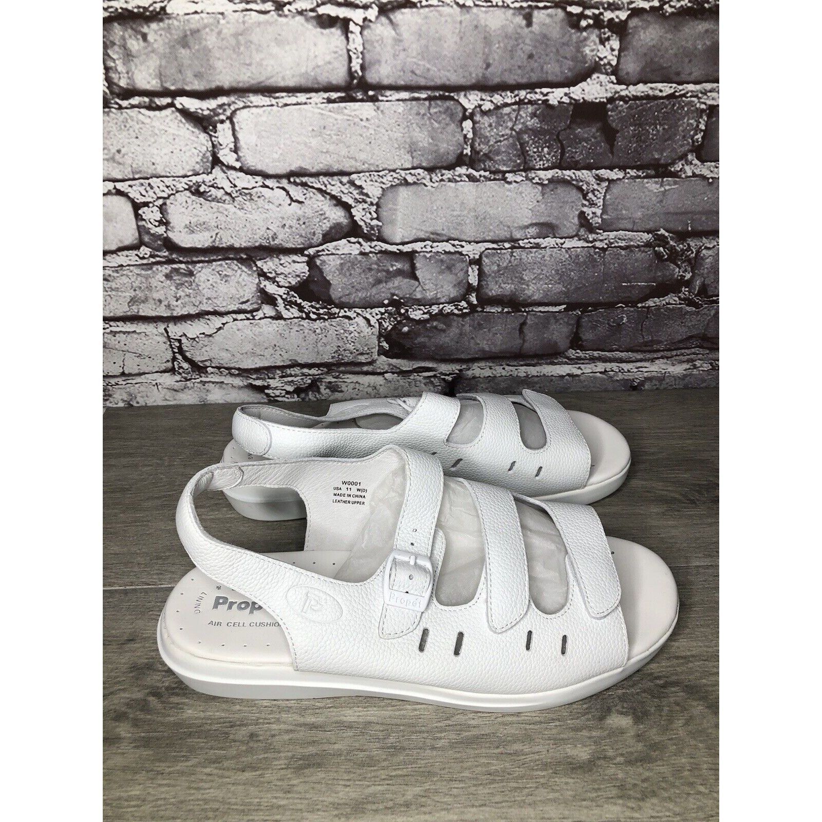 Other Propet Cell Cushion White Leather Triple Strap Wedge Sandals Size US 11 / IT 41 - 10 Thumbnail