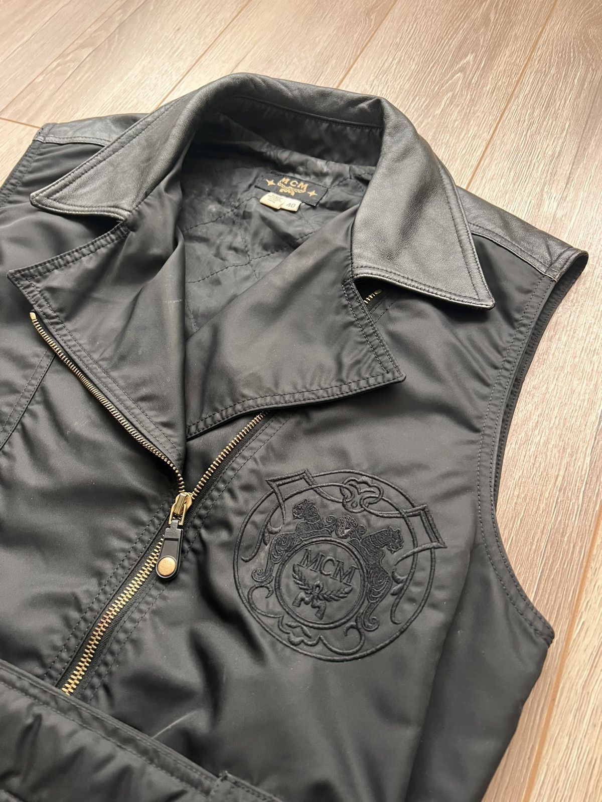 MCM Vintage MCM Black Nylon & Leather Biker Vest Size S / US 4 / IT 40 - 3 Thumbnail