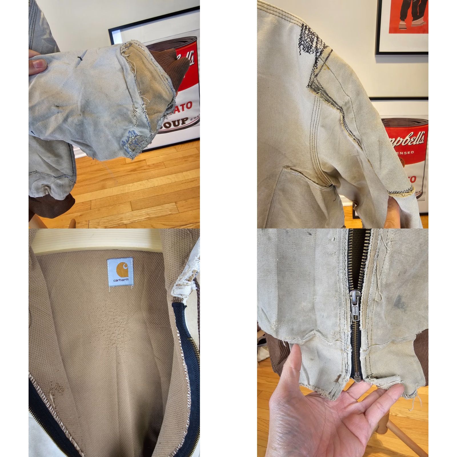 Carhartt VINTAGE Carhartt Brown Hooded Duck Canvas Work Jacket XL WORN Mens Jacket Size US XL / EU 56 / 4 - 9 Thumbnail