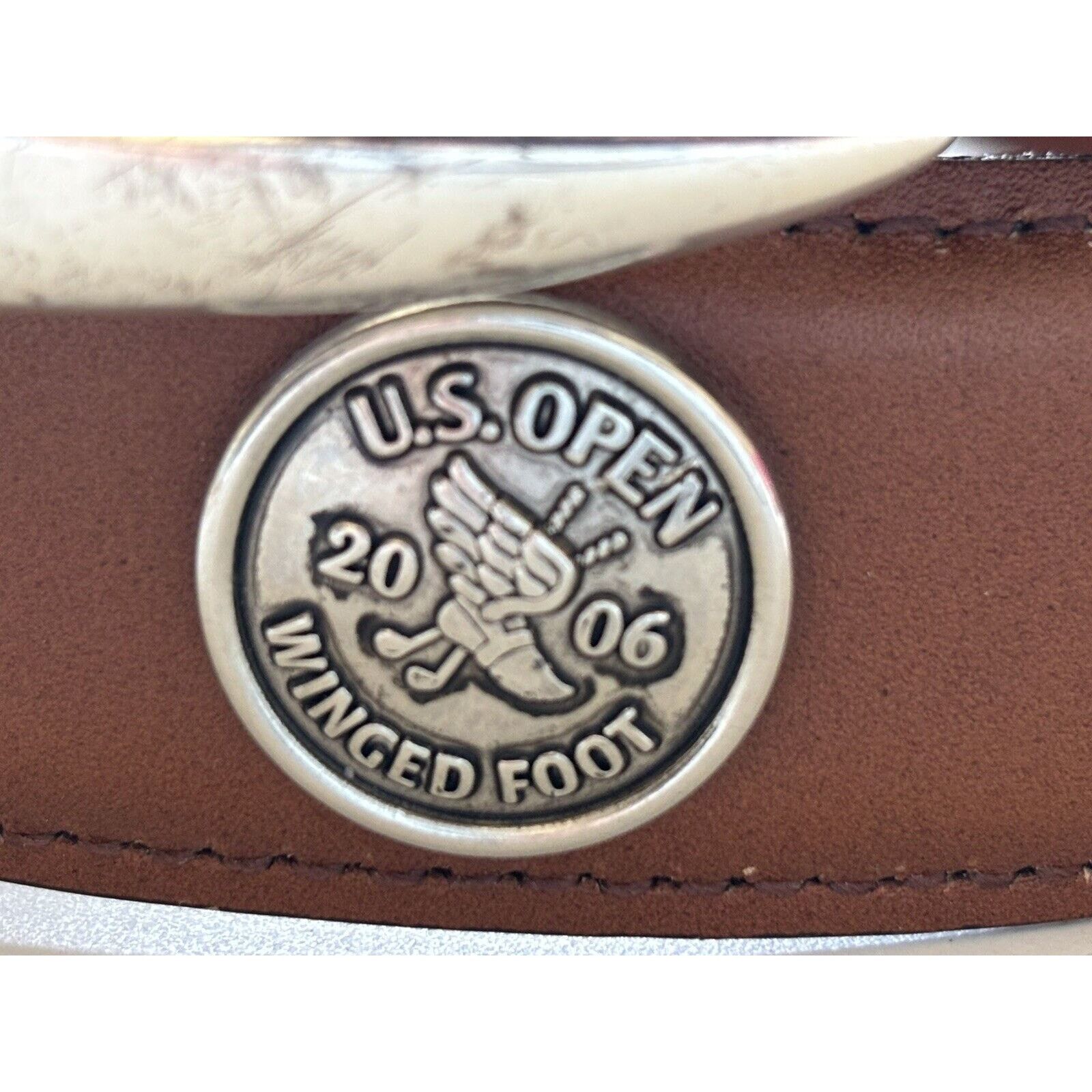 Other Brown Leather Belt 2006 US Open Winged Foot Golf Medallions Size 36 - 7 Thumbnail