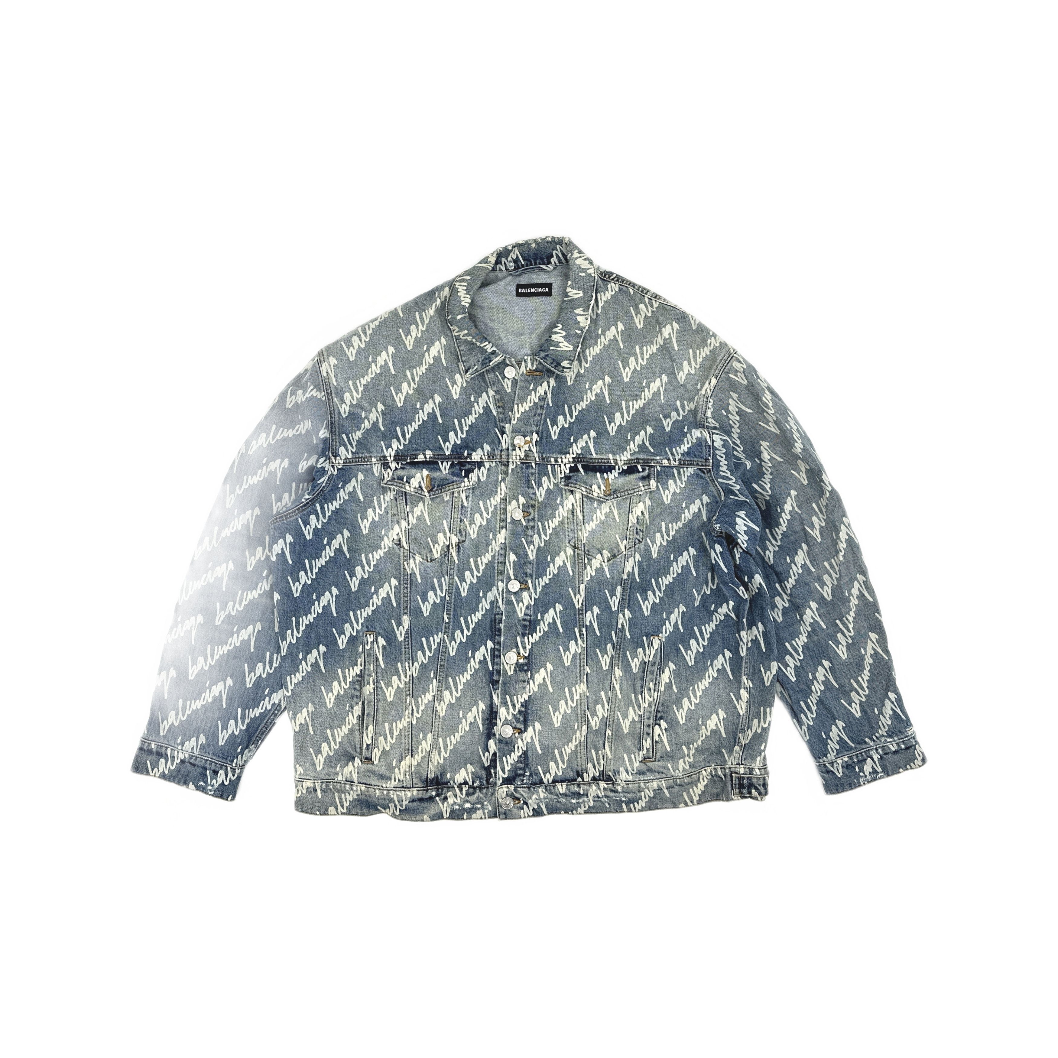 Balenciaga Balenciaga Script Print Denim Jacket US XL Size US XL / EU 56 / 4 - 1 Thumbnail