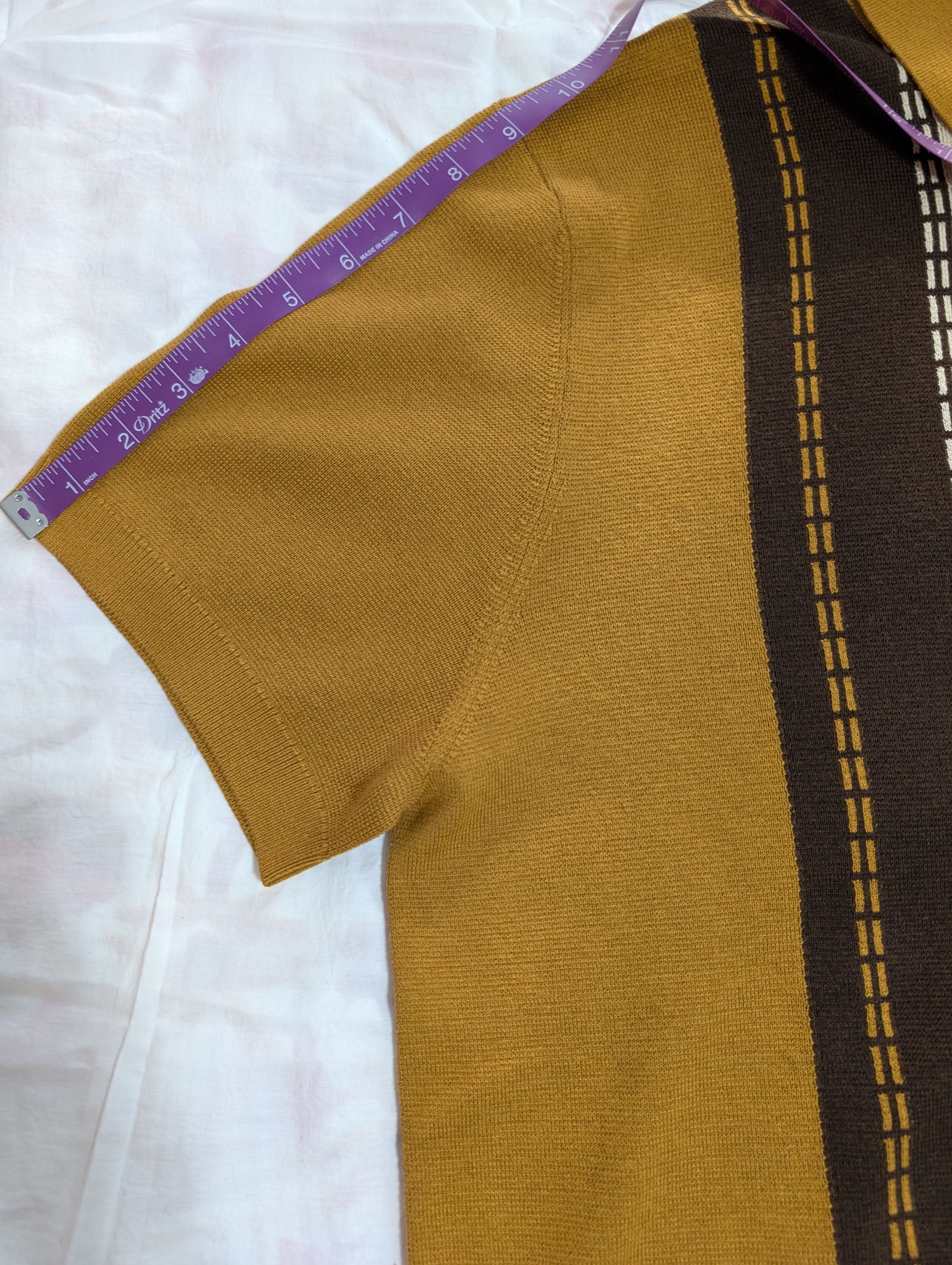 Todd Snyder Vertical Stripe Full-Placket Polo in Old Gold Size US L / EU 52-54 / 3 - 6 Thumbnail