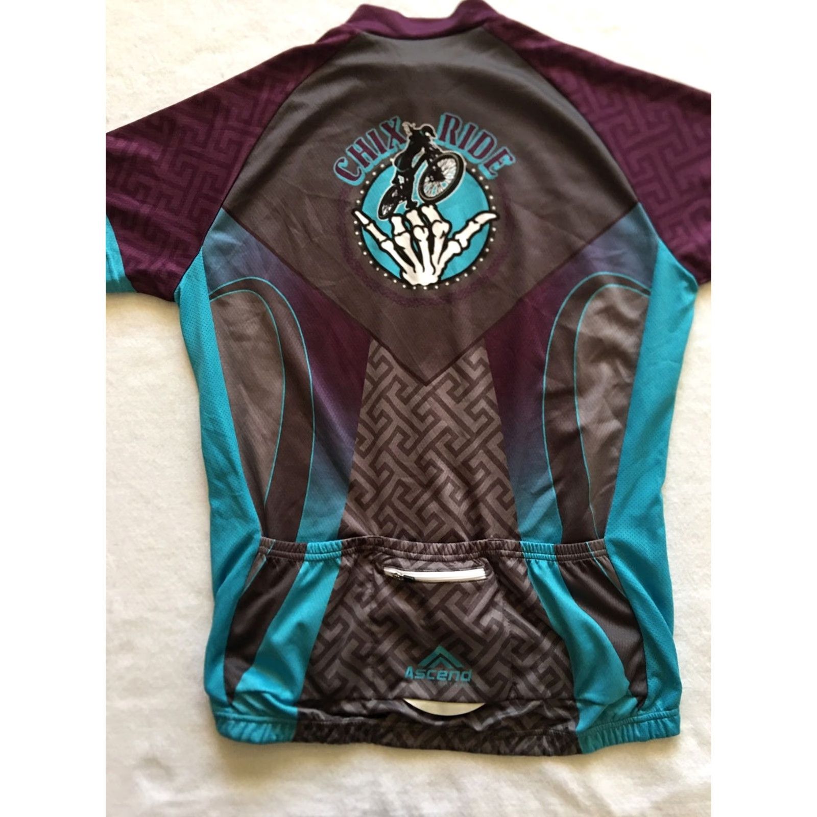 ASCENO Ascend Cyclist Jersey Shirt 2XL Gray/Purple Short Sleeve Full Zip Unisex Adults Sports Shirt Mens Womens Size US XXL / EU 58 / 5 - 5 Thumbnail