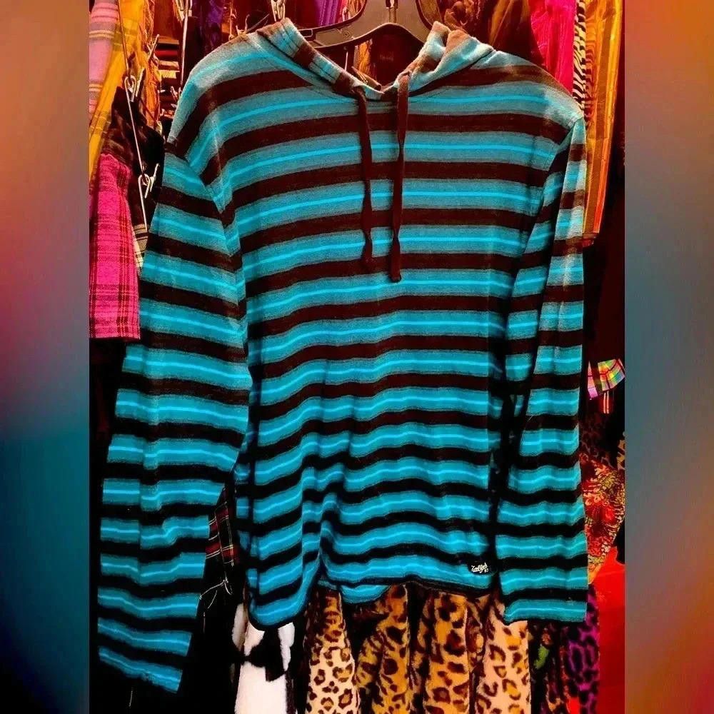 Zoo York Zoo York Striped Hoodie - Size L - Blue & Black Size US L / EU 52-54 / 3 - 1 Thumbnail