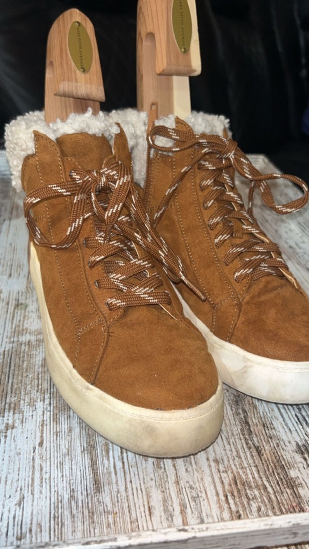 Other Women's Time and Tru Brown & White Sherpa High-Top Sneakers Size US 7 / IT 37 - 1 Thumbnail