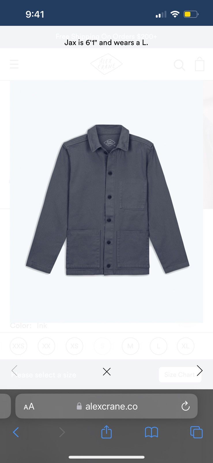image of Alex Crane - Canvas Kite Jacket in Ink, Men's (Size Large)
