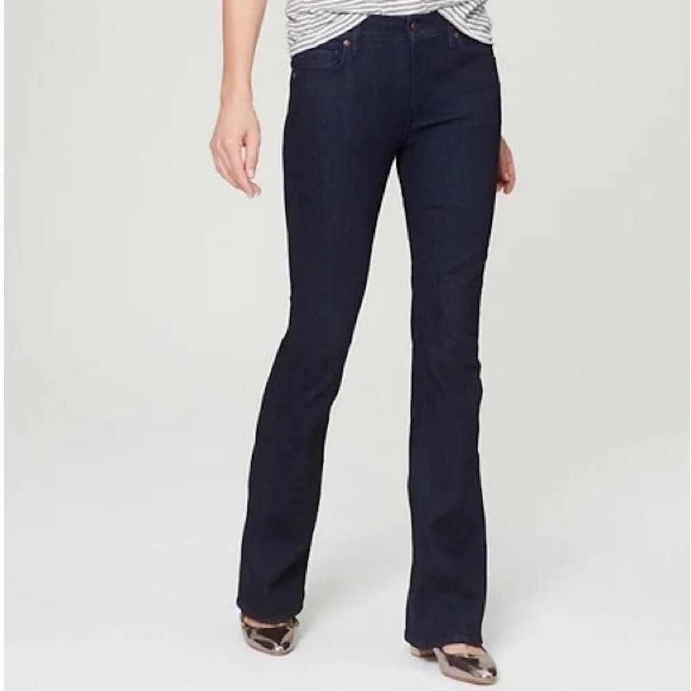 Loft Ann Taylor Loft Curvy Flare Dark Blue Denim Jeans Size 28 Size 28" / US 6 / IT 42 - 1 Thumbnail