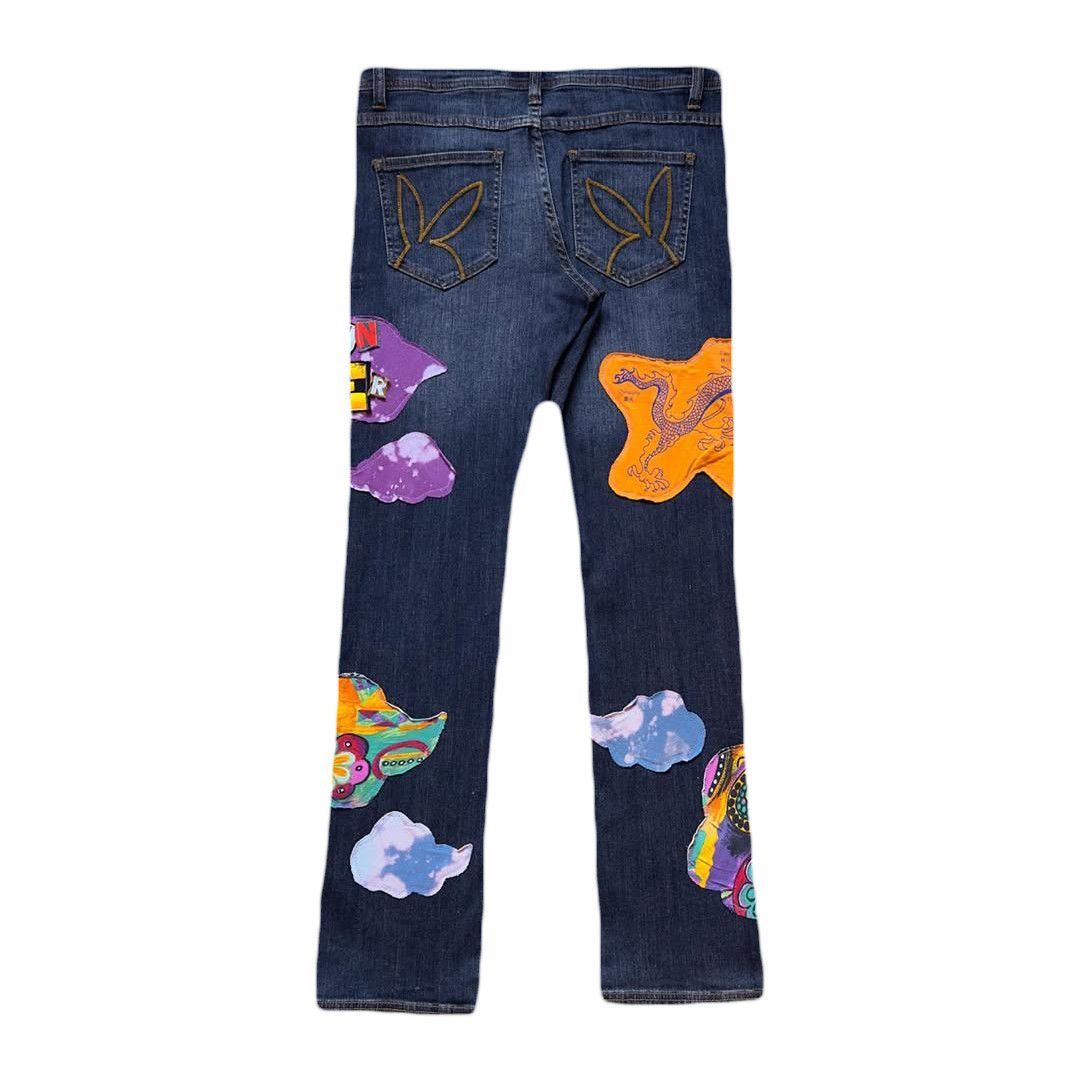 Playboy Upcycled “DRAGON POWER” Timberland Jeans Size 32" / US 10 / IT 46 - 2 Thumbnail