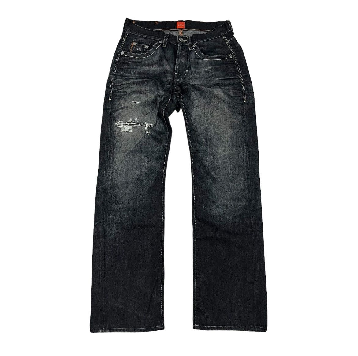 Hugo Boss HUGO BOSS Black Flared Ripped Denim Size US 30 / EU 46 - 1 Thumbnail