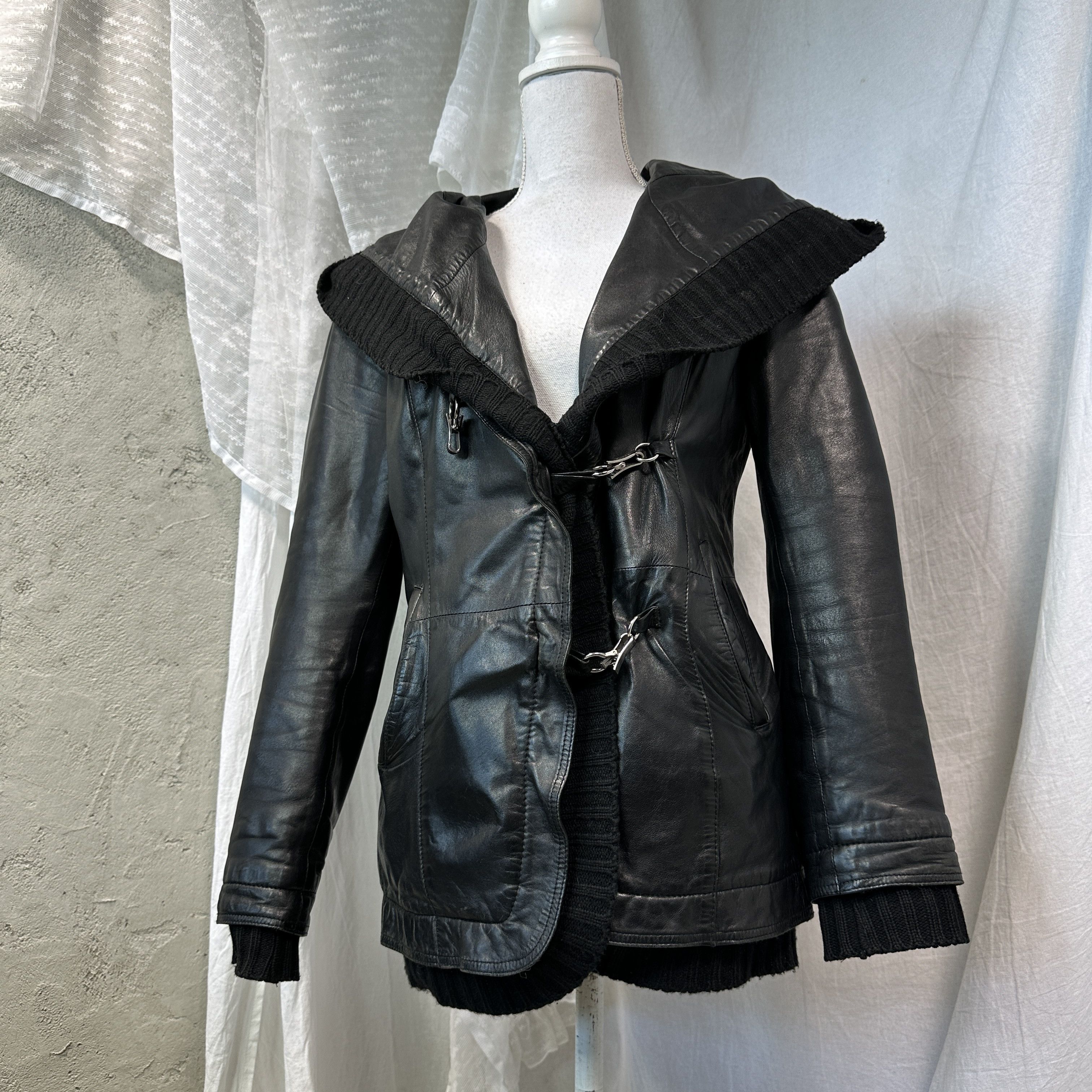Vintage Vintage Avant Garde Grunge Leather Big Collar Jacket Y2K Size M / US 6-8 / IT 42-44 - 4 Thumbnail