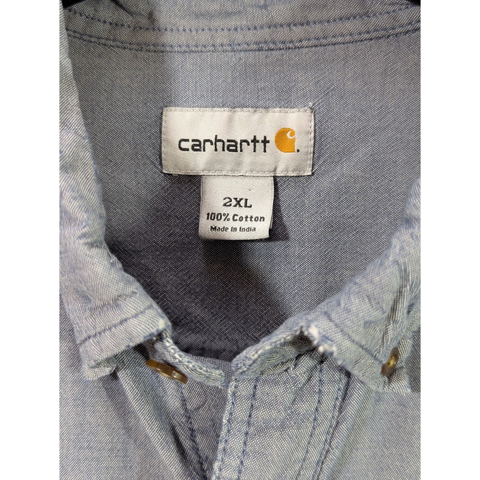 Carhartt Carhartt Heavy Cotton Canvas Work Shirt Blue Distressed 2XL Size US XXL / EU 58 / 5 - 3 Thumbnail