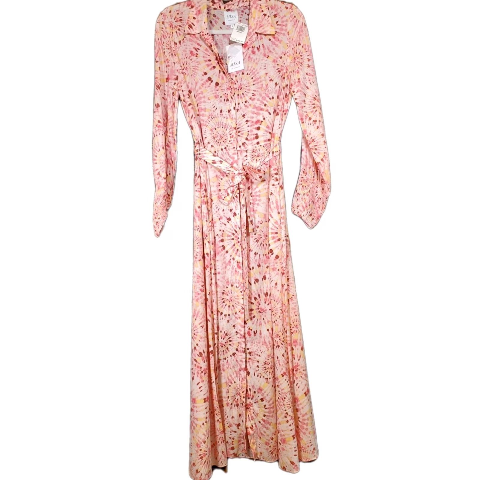 MISA Los Angeles MISA Los Angeles Bettina Belted Floral Shirtdress Rose Lemonade Women's S Button Closure, Long Sleeve, Lightweight, Pockets, Cotton Blend, NWT Size S / US 4 / IT 40 - 5 Thumbnail