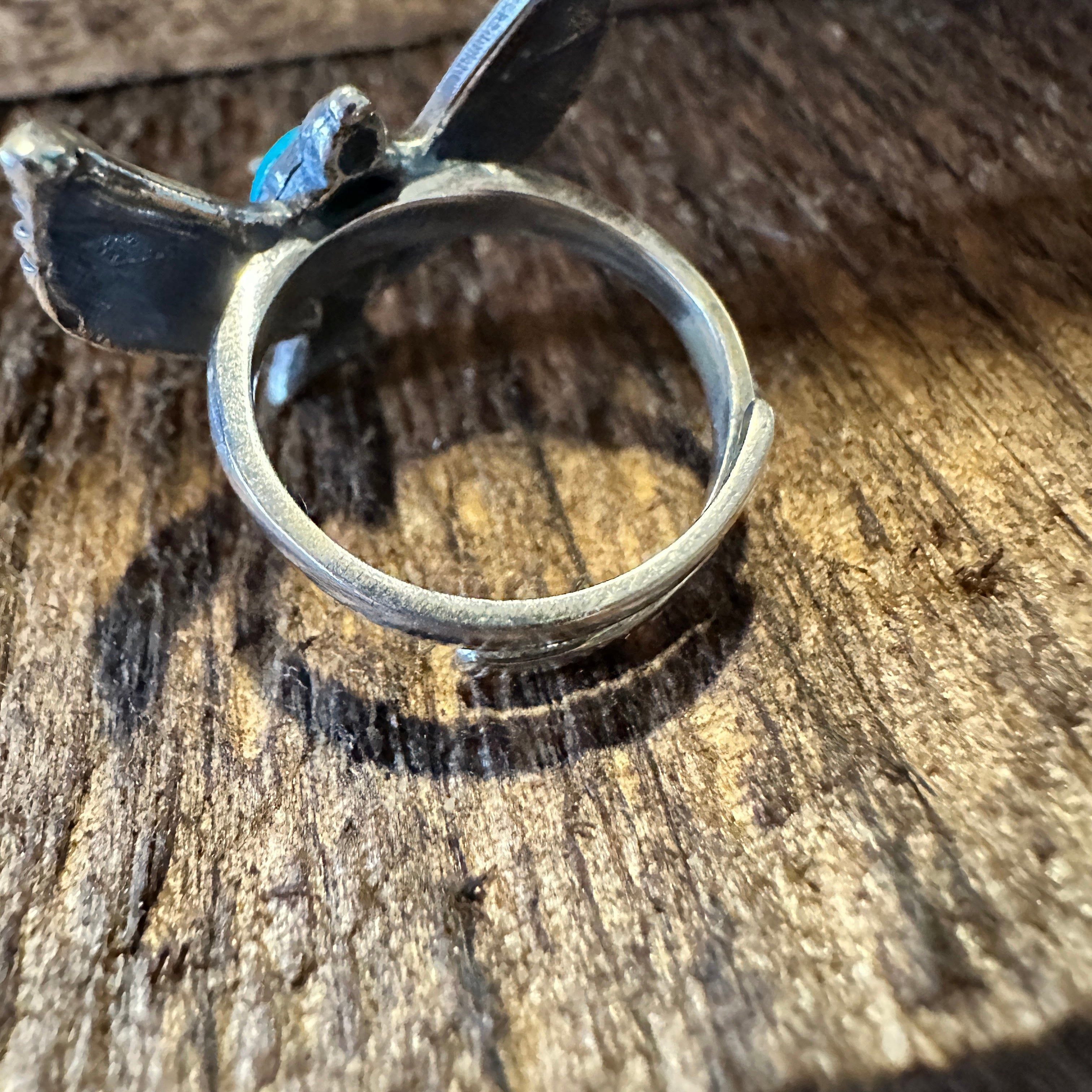 Other Eagle Emblem Turquoise Sterling Silver Ring – Handcrafted Na Size ONE SIZE - 7 Thumbnail