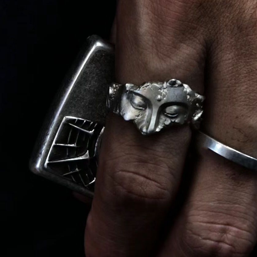 Jewelry Buddhism Jewelry Rings Open Size Chrome Ring (Size 7-13) Size ONE SIZE - 3 Thumbnail