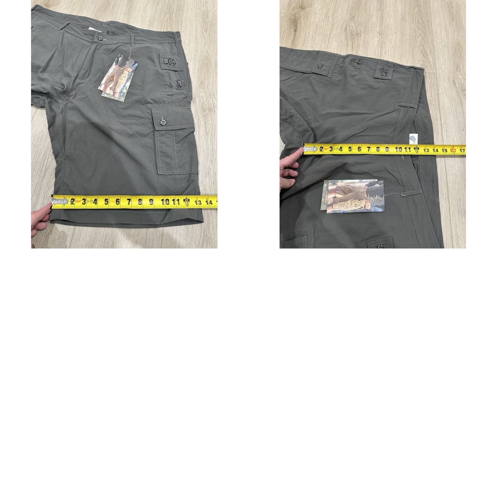 Vintage NWT P^Cubed Cargo Shorts Grey 42 Men Nylon Front Pockets Flat Front Casual Travel 11in Inseam Size US 42 / EU 58 - 9 Thumbnail
