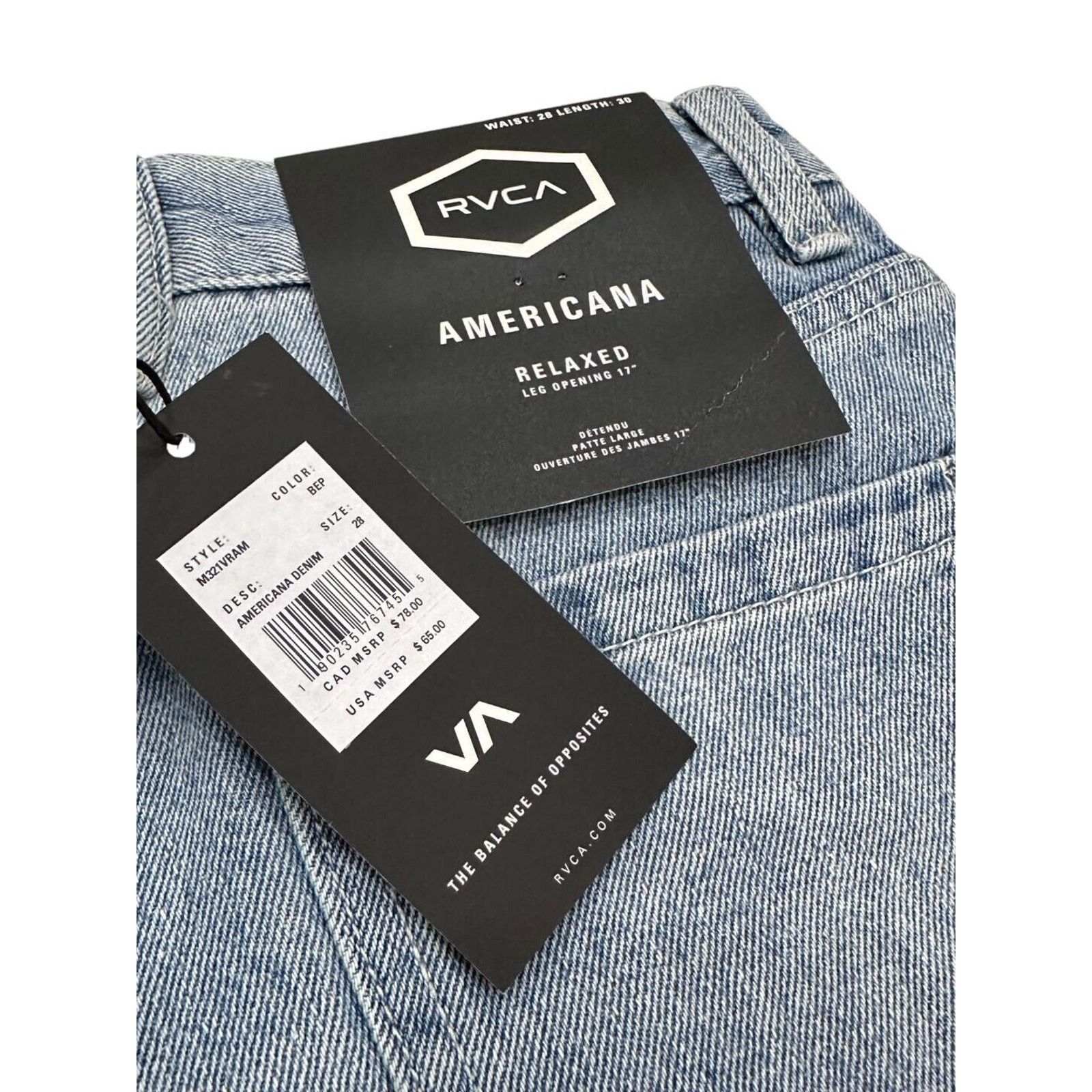 RVCA RVCA Men's Americana Relaxed Fit Denim Jeans Size US 28 / EU 44 - 3 Thumbnail