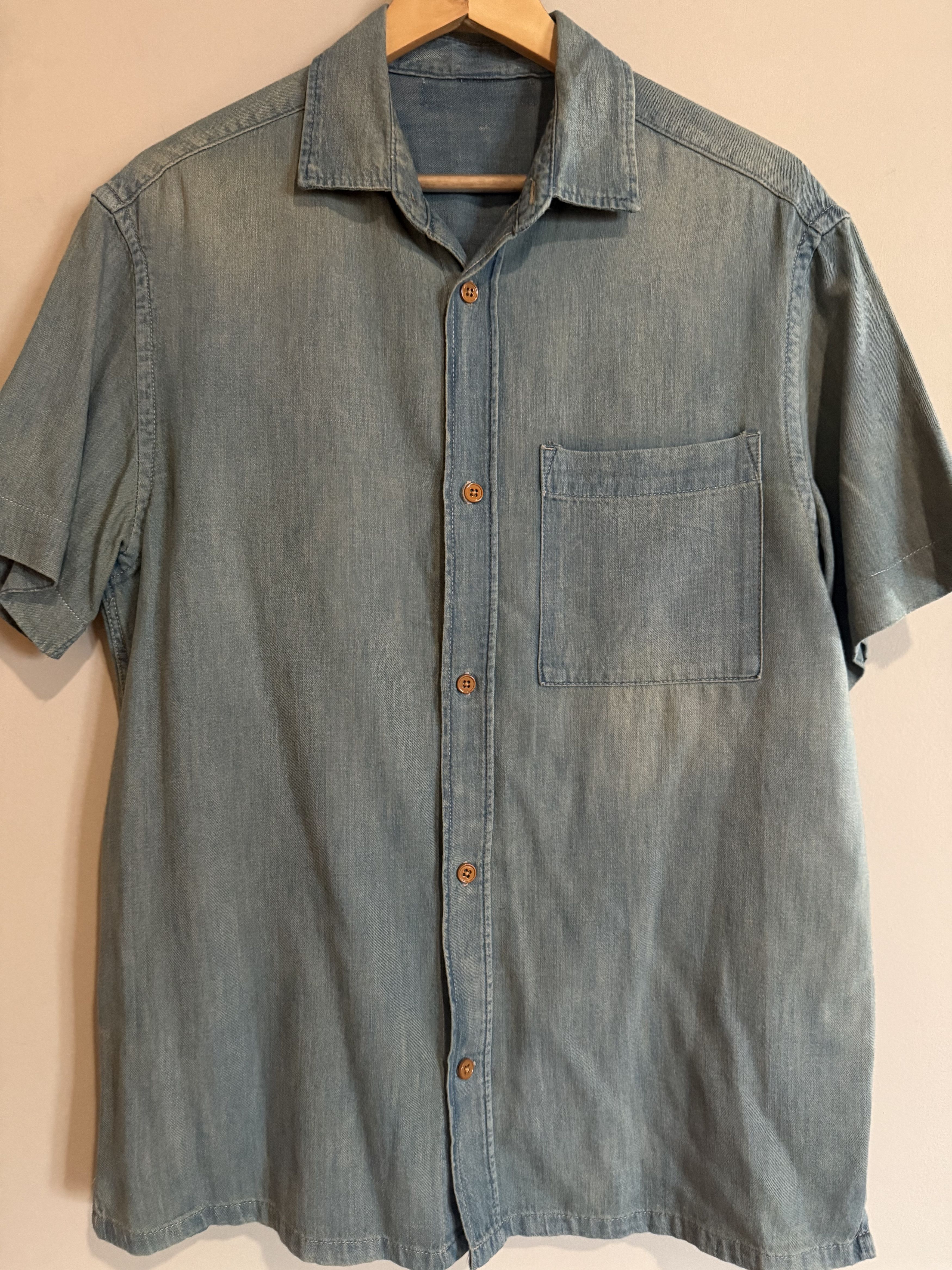 Other Blue Faded Denim Twill S/S Shirt, Large Size US L / EU 52-54 / 3 - 1 Thumbnail