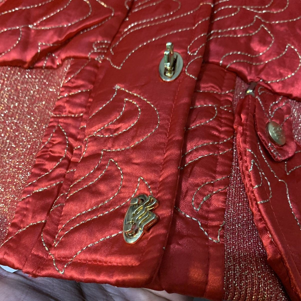 Rocawear Vtg Y2K Rocawear Jacket Embroidered Red Down Cropped Fur Size S / US 4 / IT 40 - 7 Thumbnail