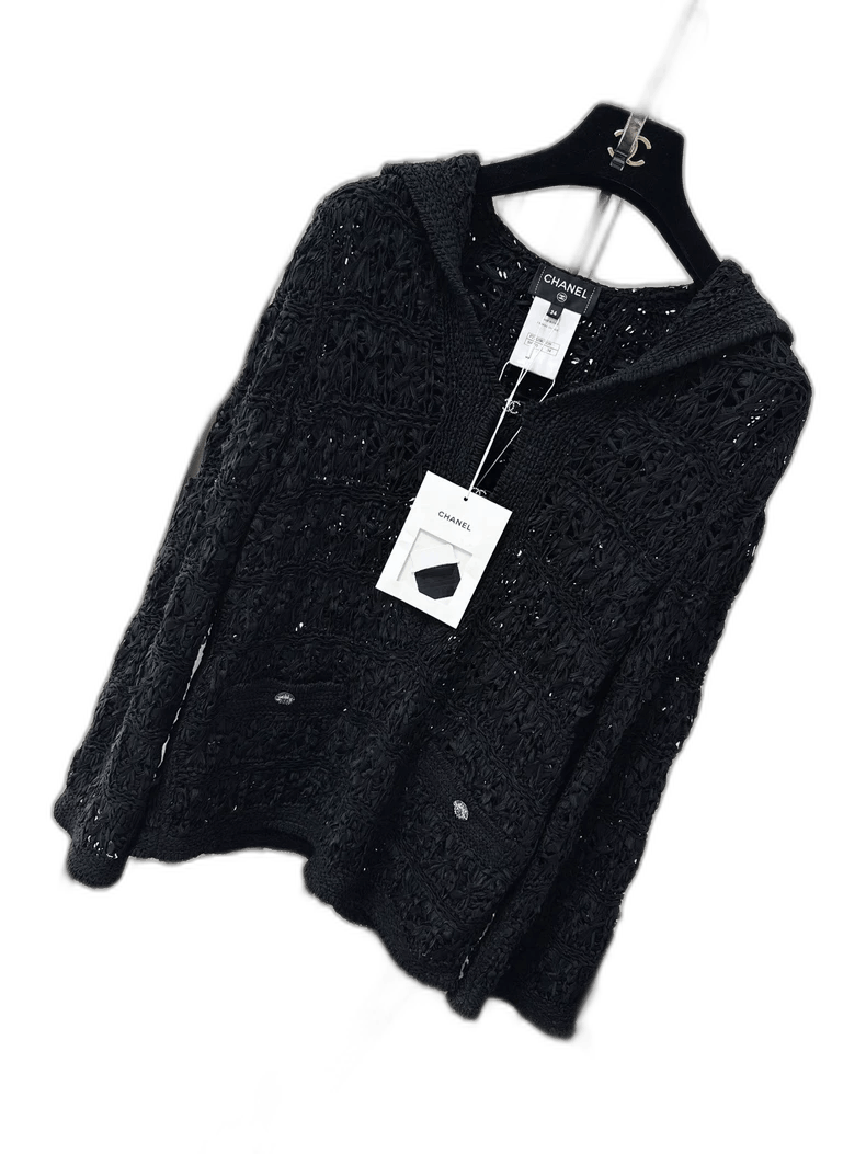 Chanel Chanel Black Hooded Silk Overlay Top Size S / US 4 / IT 40 - 1 Thumbnail