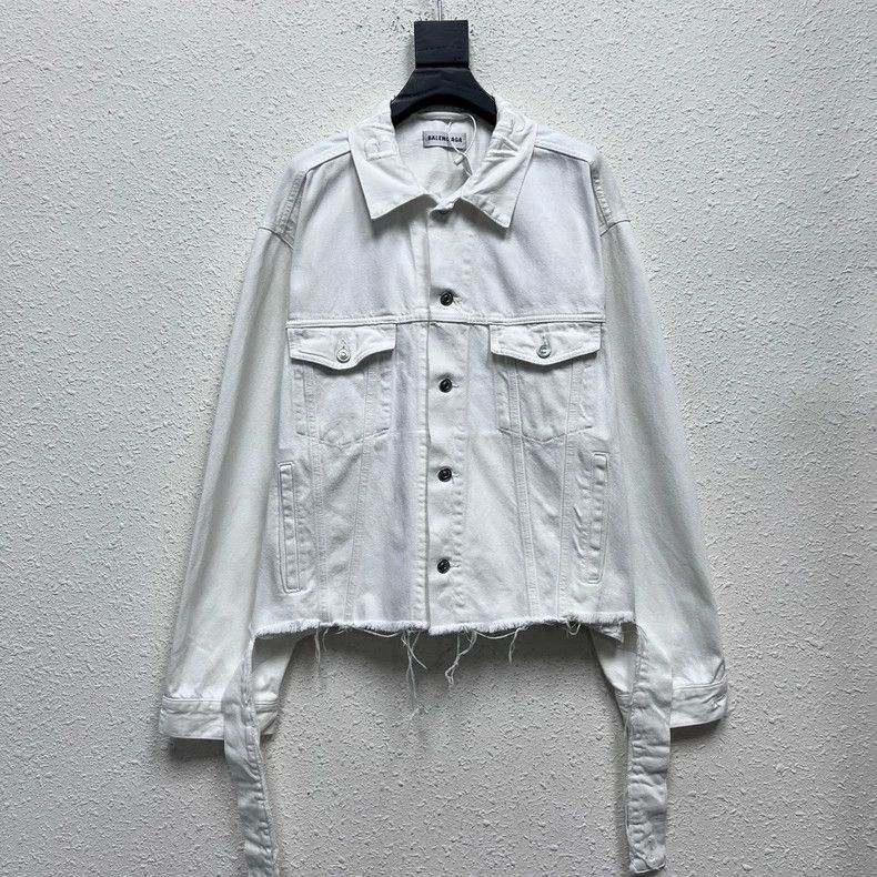 Balenciaga Embroidered ribbon collar denim jacket