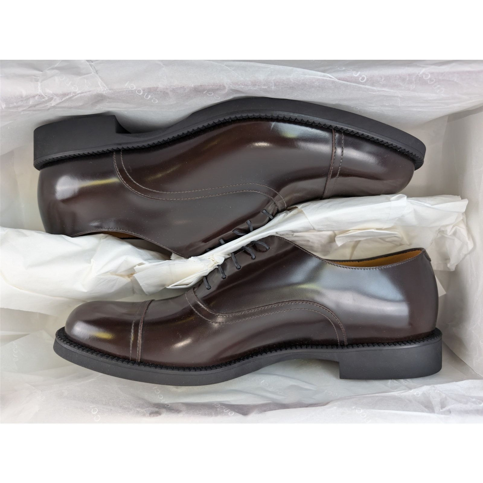 Gucci o1rshd1 Davis Bull men's leather cap-toe oxford shoes Boots Size US 12.5 / EU 45-46 - 21 Thumbnail