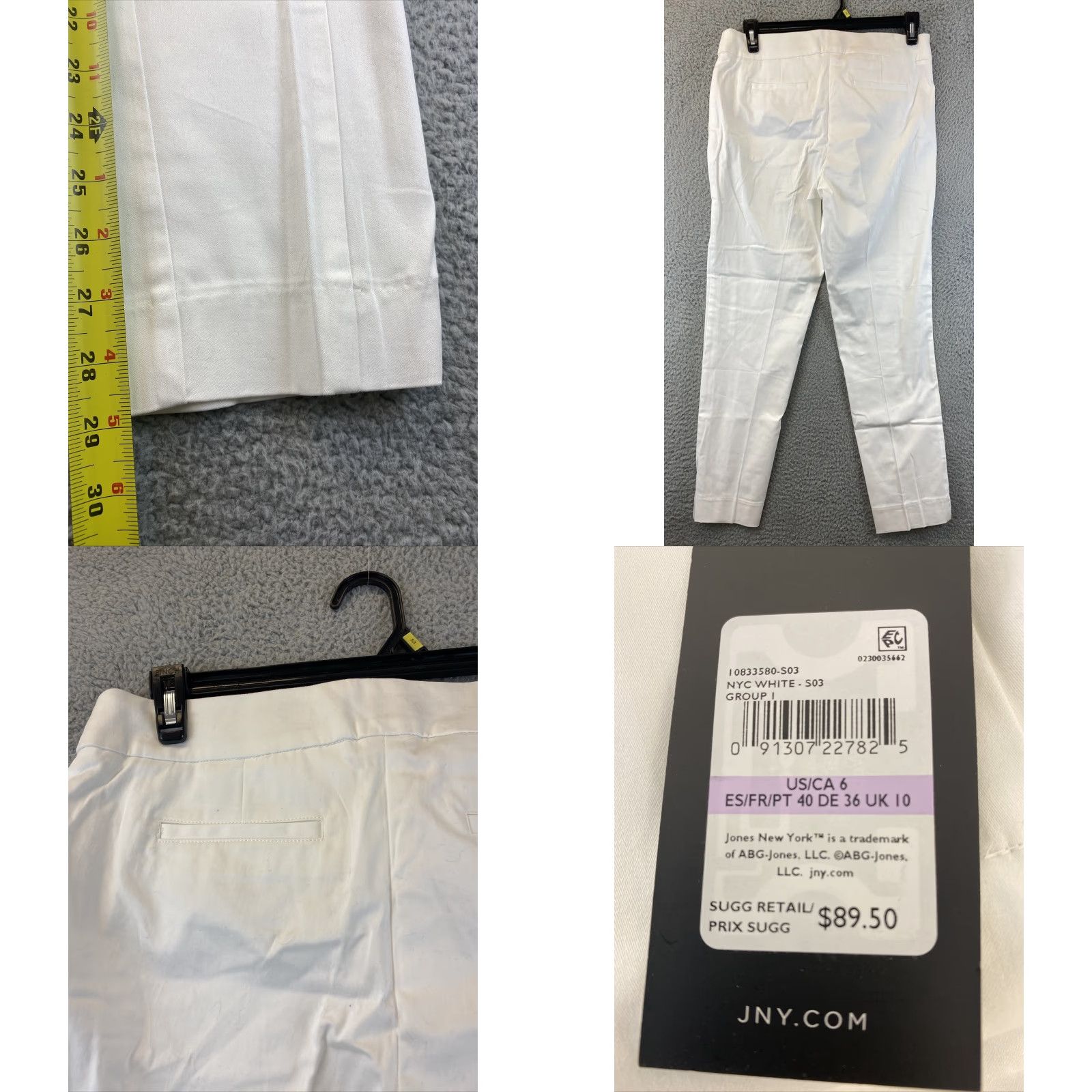 Jones New York Jones New York Women's Casual Pants Size 6 White Stretch Department Store MSRP 9 Size 28" / US 6 / IT 42 - 8 Thumbnail