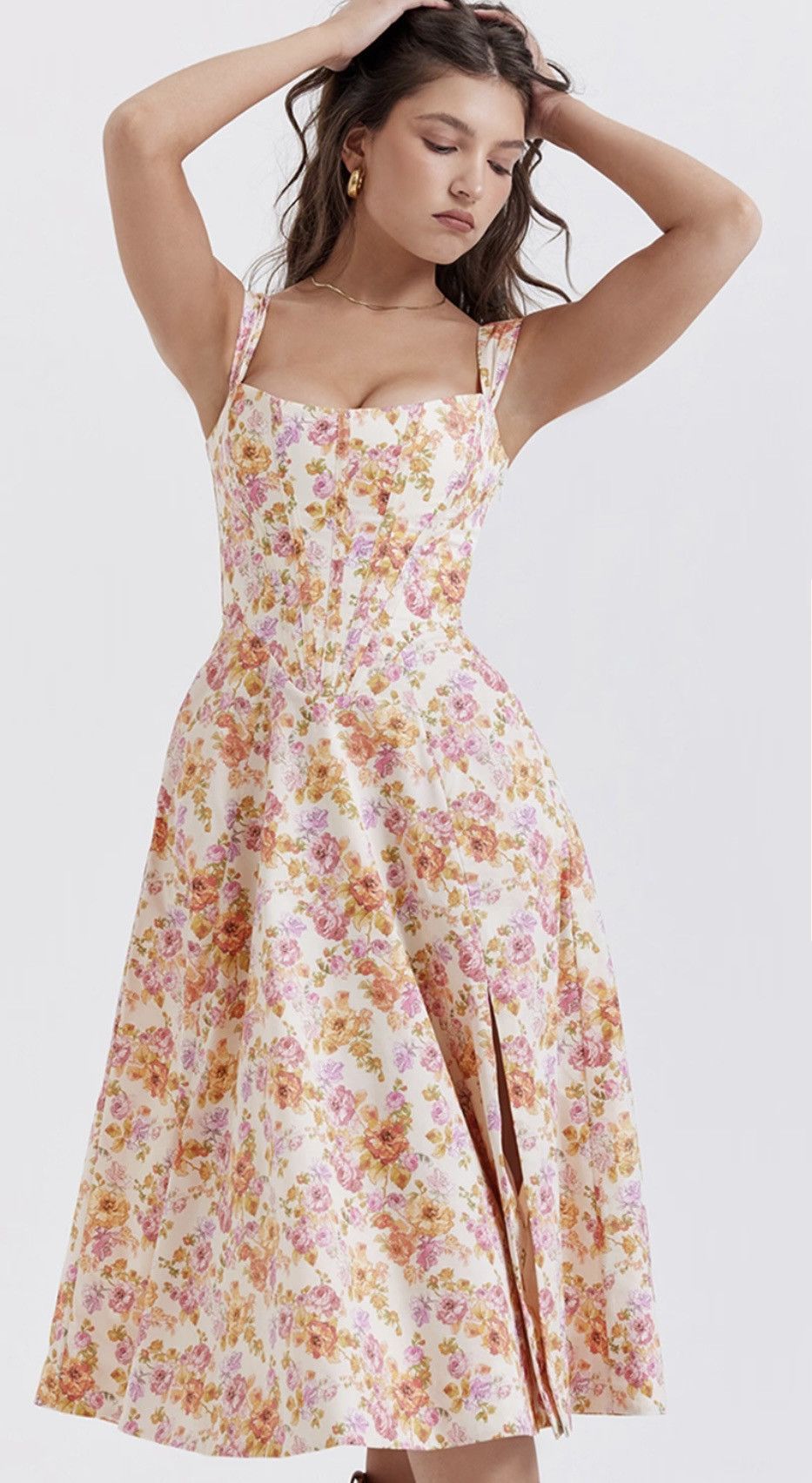 House of CB House of CB Saria Ivory Print Floral Midi Sundress size M Size M / US 6-8 / IT 42-44 - 2 Thumbnail