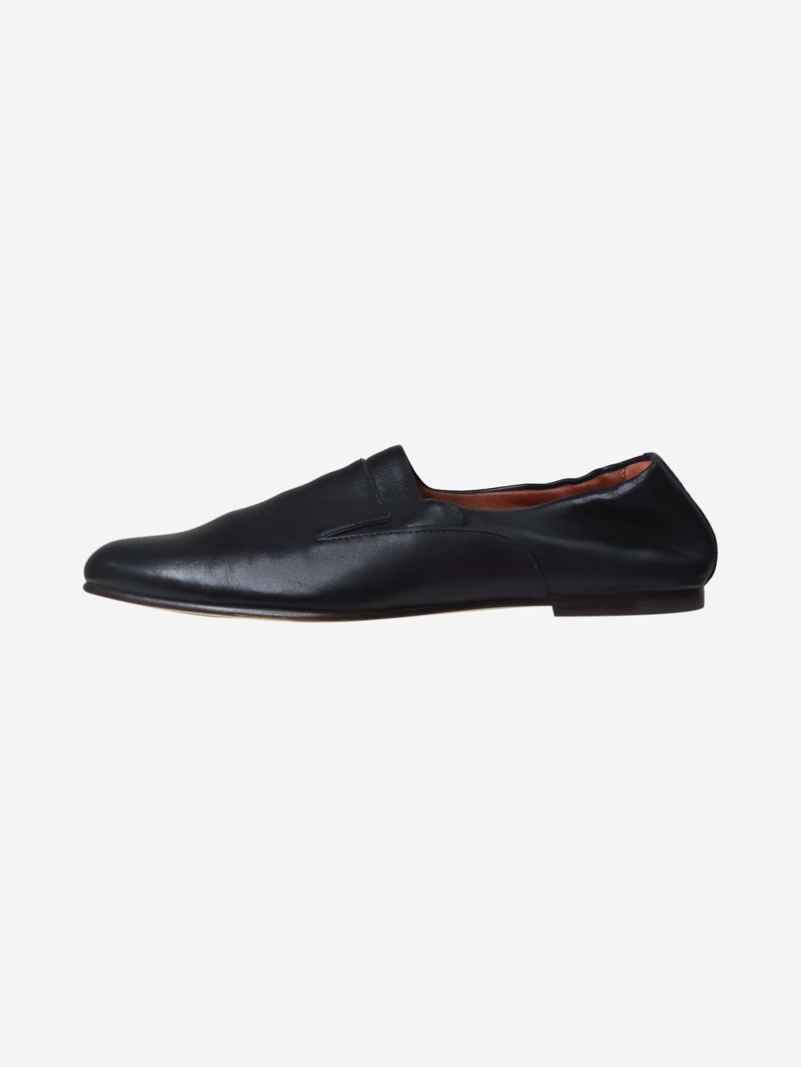Loro Piana Black Leather Flat Shoes - Size Eu 37, Women's Product Image