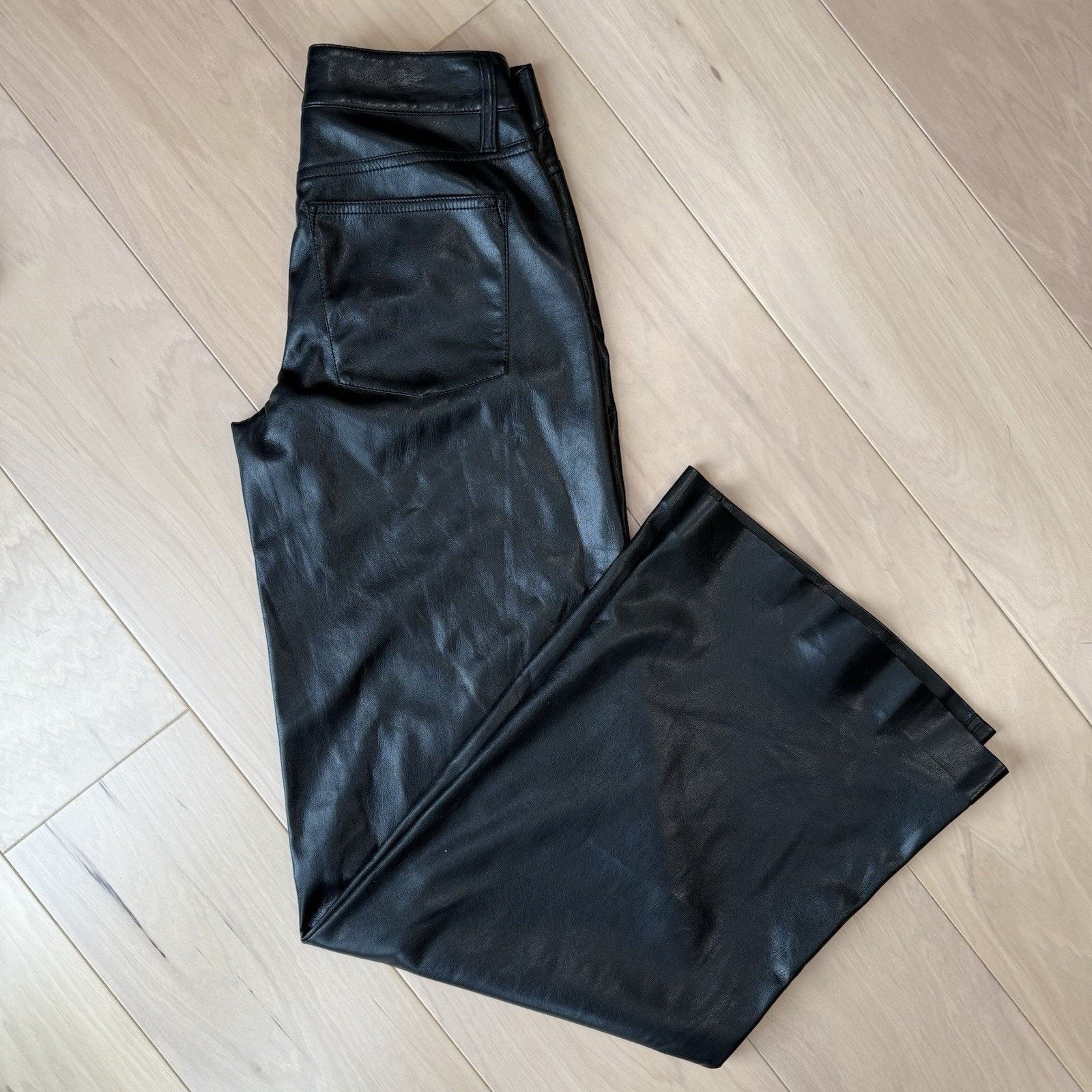 Alice + Olivia Alice Olivia Faux Leather Pants Women's 0 Black Wide Leg Size 26" / US 2 / IT 38 - 2 Thumbnail
