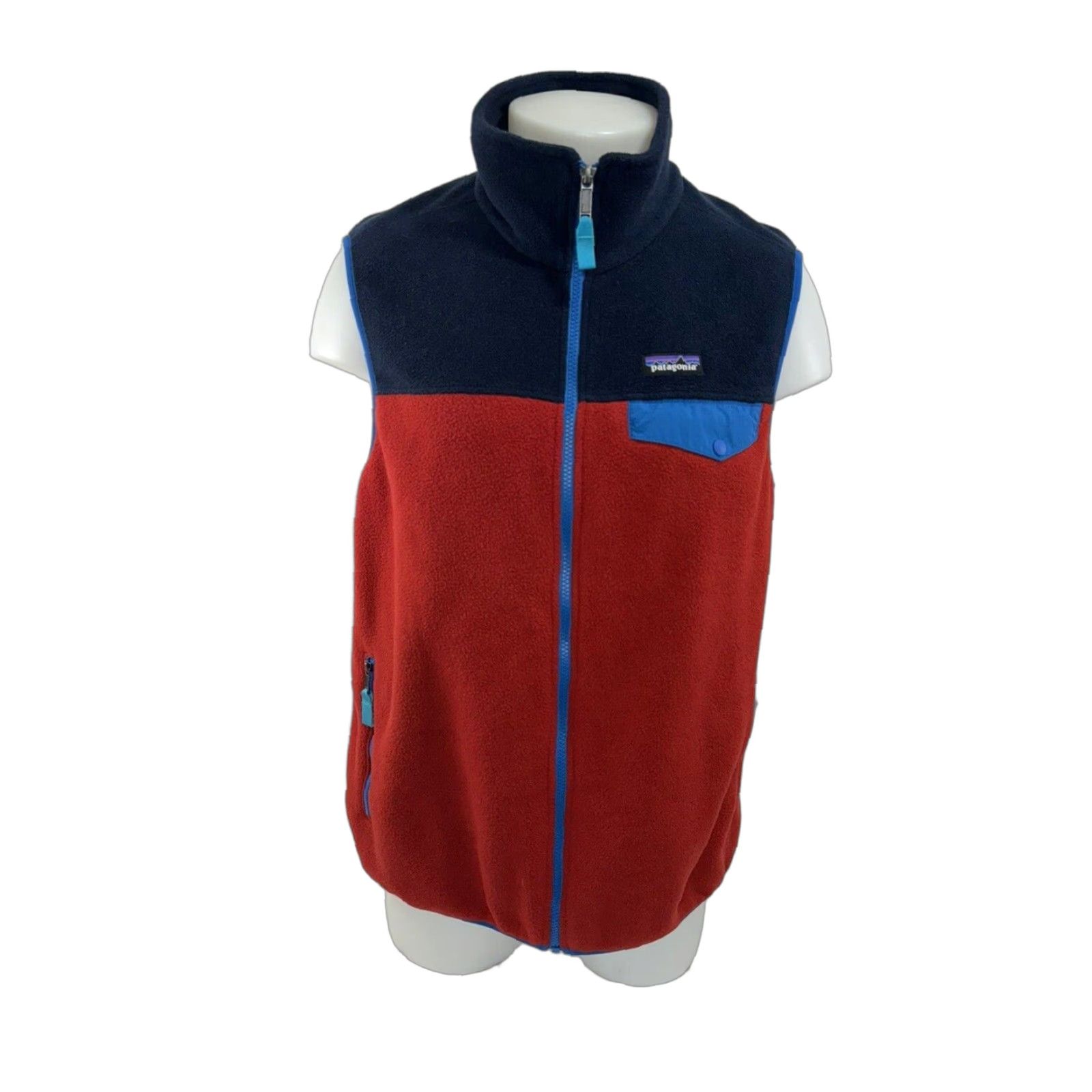Patagonia PATAGONIA / SYNCHILLA - Mens L Full Zip Sweater Fleece Vest Shirt Mens L Blue Red Vest Full Zip Fleece 90s Style Image J15 Size US L / EU 52-54 / 3 - 1 Thumbnail