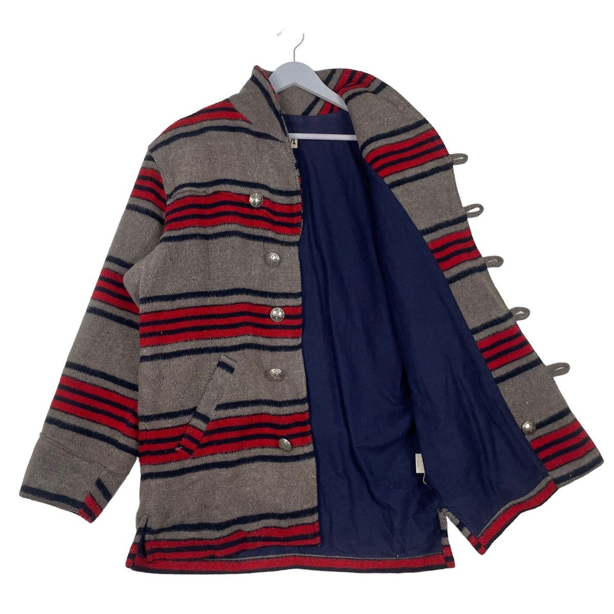 Designer × Japanese Brand × Vintage 💥DEPT STRIPED BUTTON WOOL JACKET Size US M / EU 48-50 / 2 - 8 Thumbnail