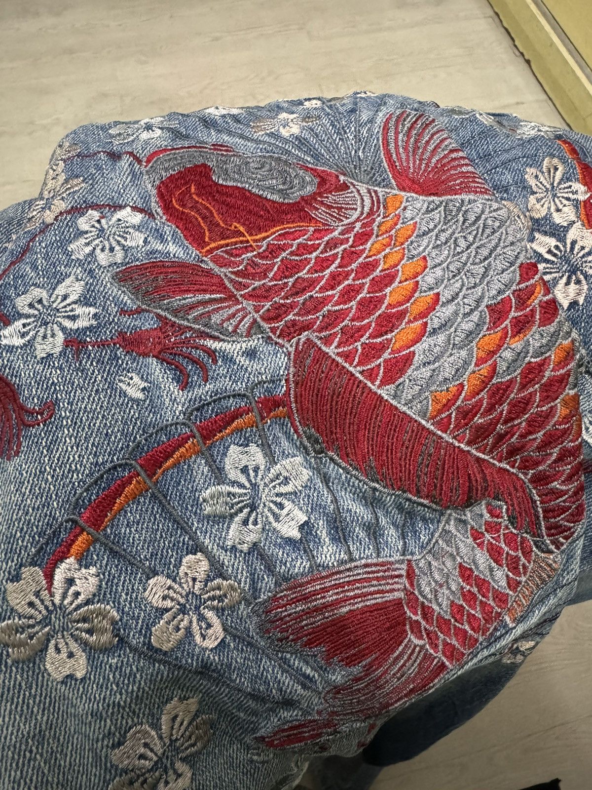 Japanese Brand Koi Pond Dragon Sukajan Japan Jeans Embroidered Size 41” Size US 41 - 16 Thumbnail