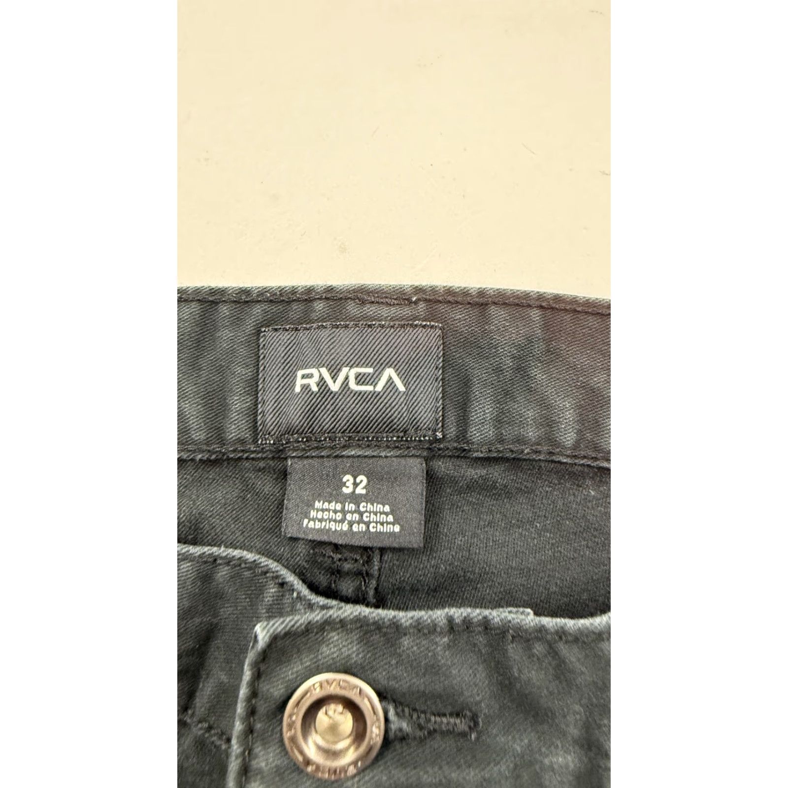 RVCA RVCA Pant Jeans Mens 32 Black Stretch Denim Slim Fit Casual Straight Jeans Men 32 Black Stretch Denim Size US 32 / EU 48 - 3 Thumbnail