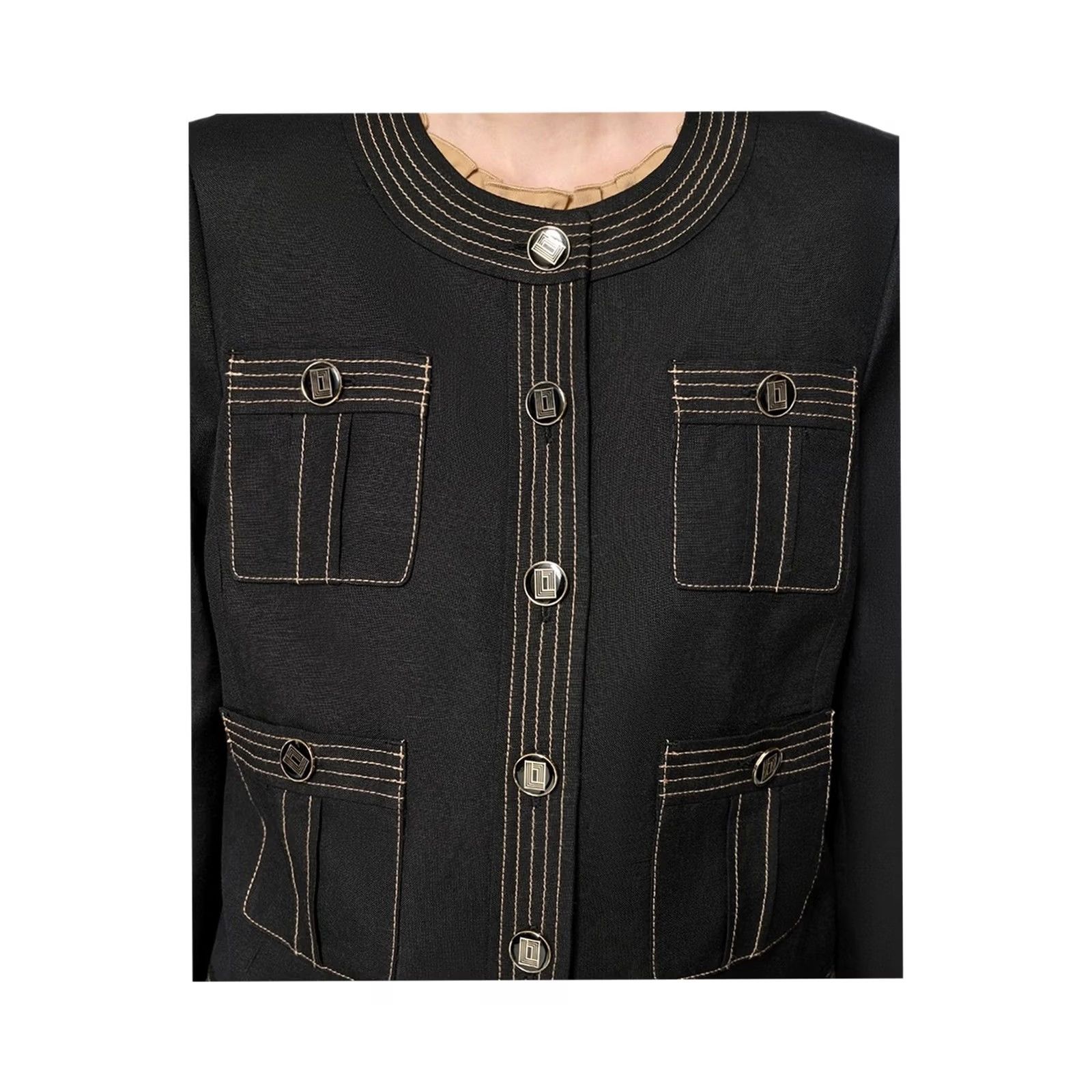 Karl Lagerfeld Karl Lagerfeld Womens Jackets & Blazers Black 8 Trapunto Stitch Six Button Size M / US 6-8 / IT 42-44 - 2 Thumbnail