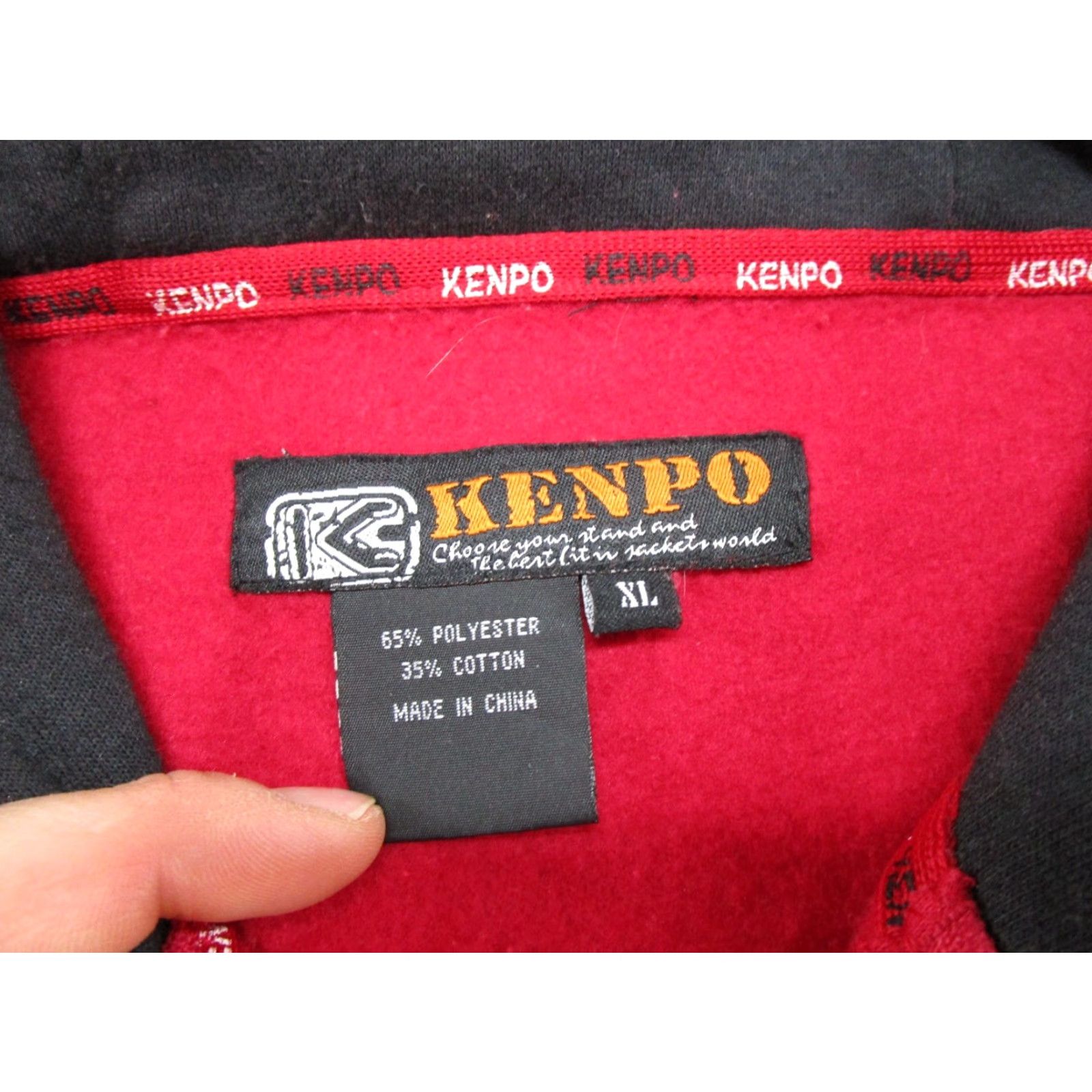 Vintage VINTAGE Kenpo Hoodie Mens Full Zip Red XL - Hip Hop Colorful Sweatshirt with Pockets, Lined, Fleece, Acrylic-Cotton - 2000s Era Size US XL / EU 56 / 4 - 2 Thumbnail