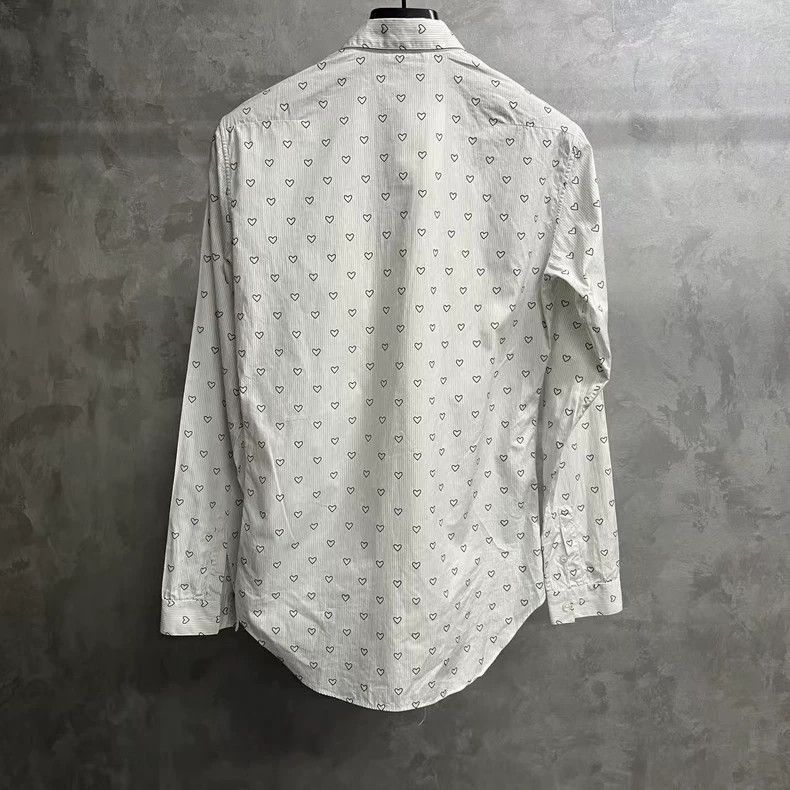 Dior Classic White Heart Print Long Sleeve Shirt-2506 Size US M / EU 48-50 / 2 - 4 Thumbnail