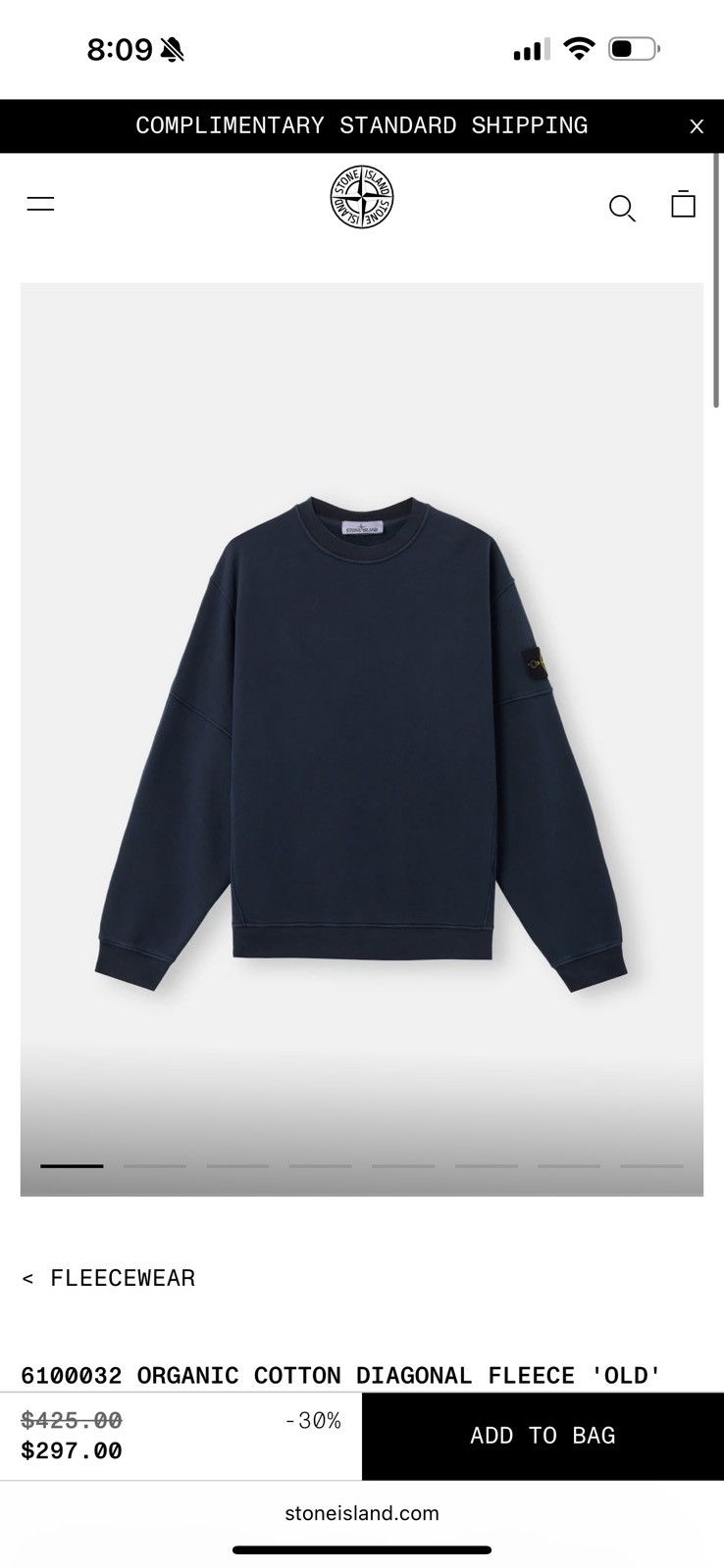 Stone Island Stone Island Cotton Stretch Fleece Size US XL / EU 56 / 4 - 7 Thumbnail