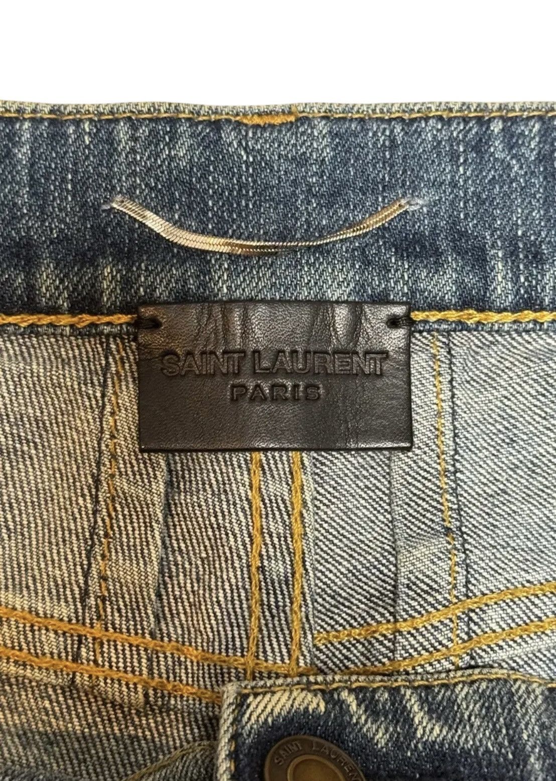 Saint Laurent Paris Saint Laurent Studded Leather Patch Distressed Denim Jean Size US 28 / EU 44 - 6 Thumbnail