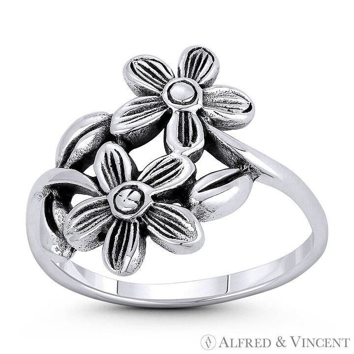 Other Daisy Flower Bypass Charm Ring in .925 Sterling Silver Size ONE SIZE - 1 Preview