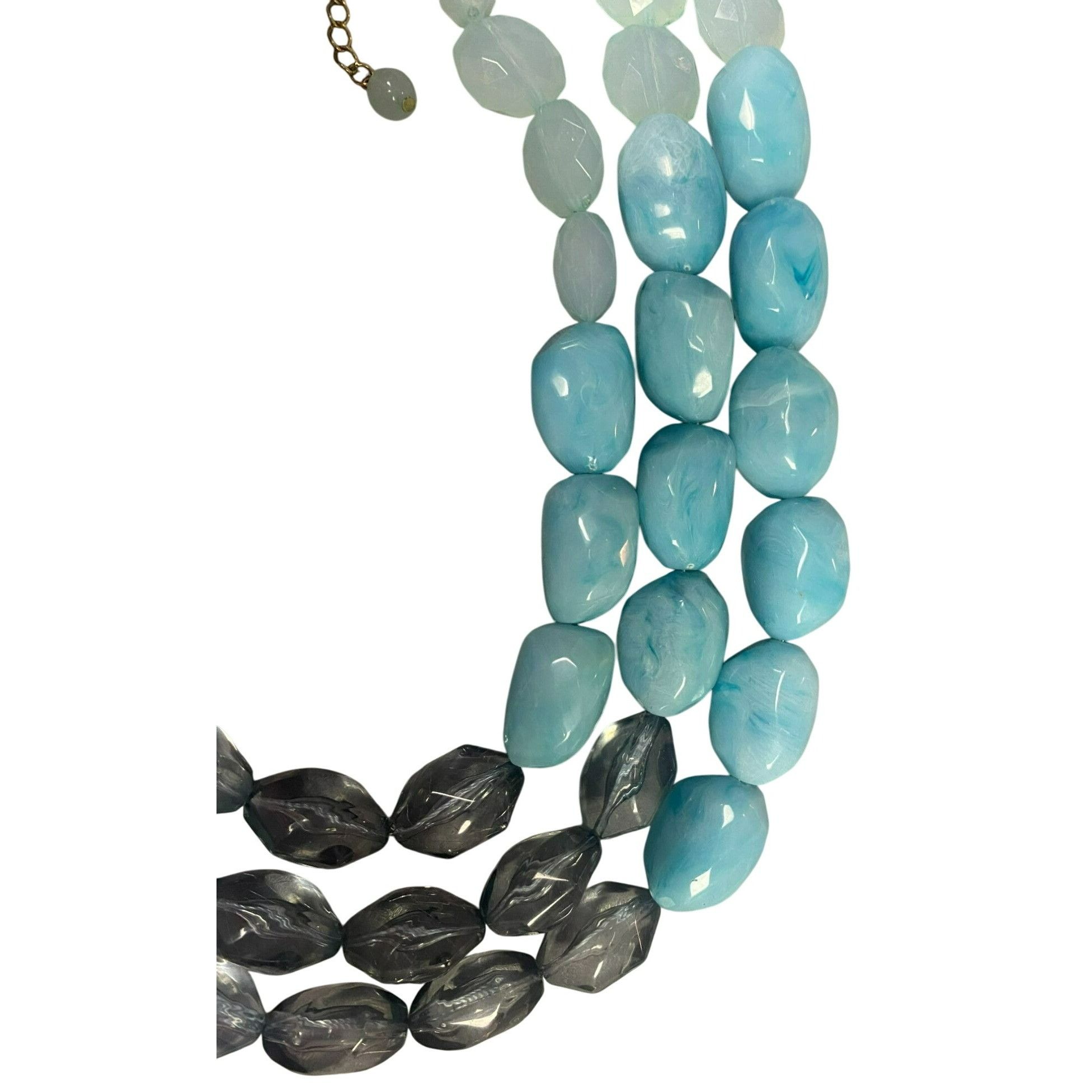 Other Three Stranded Chunky Aqua & Gray Beaded Necklace With 18 in Size ONE SIZE - 4 Thumbnail