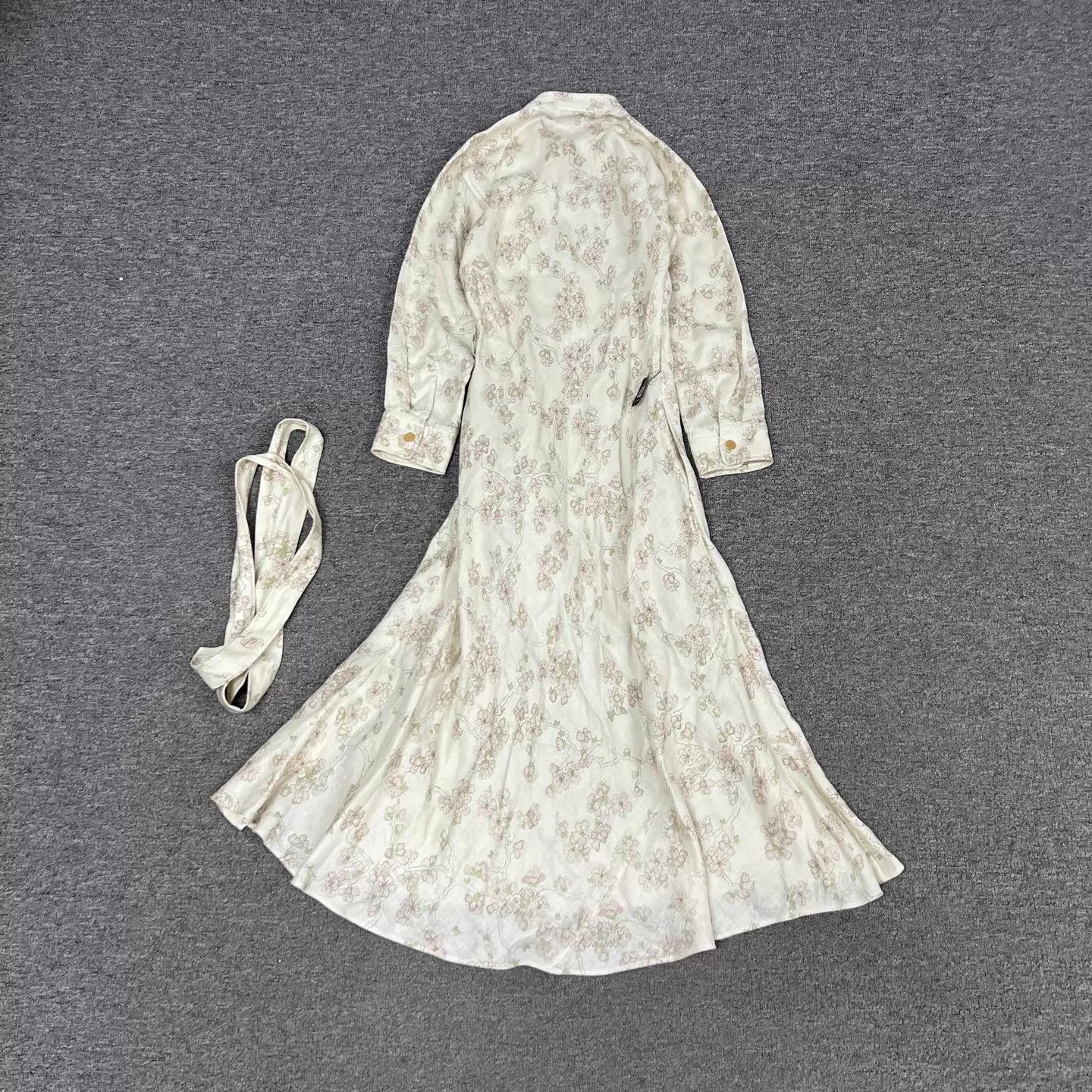 Loro Piana LP Chinese SlantCollar Sakura Linen Dress 40 99New Size S / US 4 / IT 40 - 3 Thumbnail