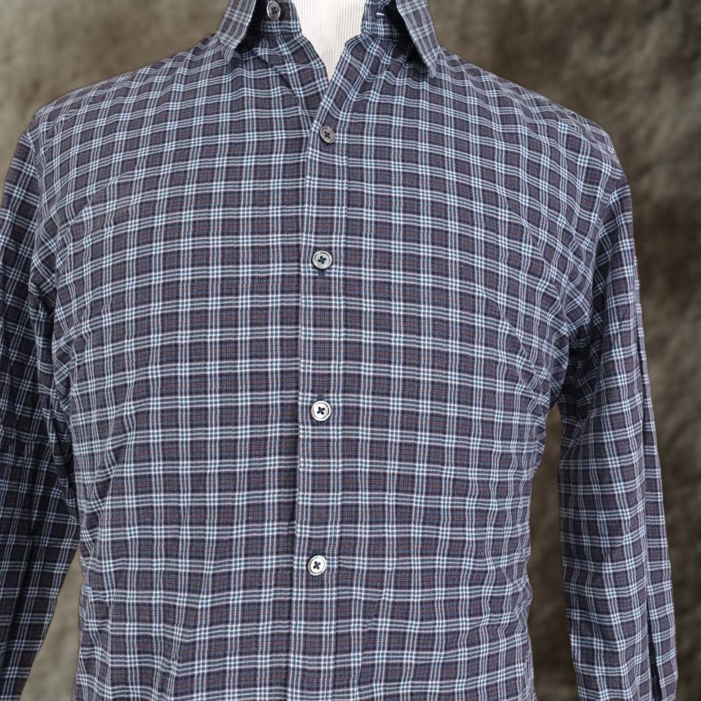 Vintage ZACHARY PRELL Shirt Mens L Blue Plaid Long Sleeve Button Front Cotton Casual Size US L / EU 52-54 / 3 - 1 Thumbnail