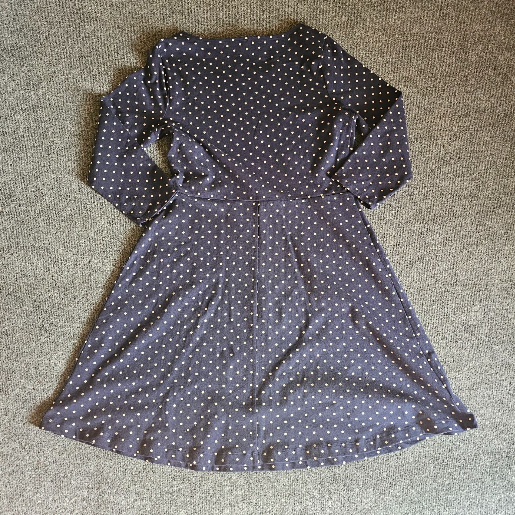 Old Navy Old Navy Dress Womens Large Blue White Polka Dot Long Sleeve Round Neck Casual Size L / US 10 / IT 46 - 7 Thumbnail
