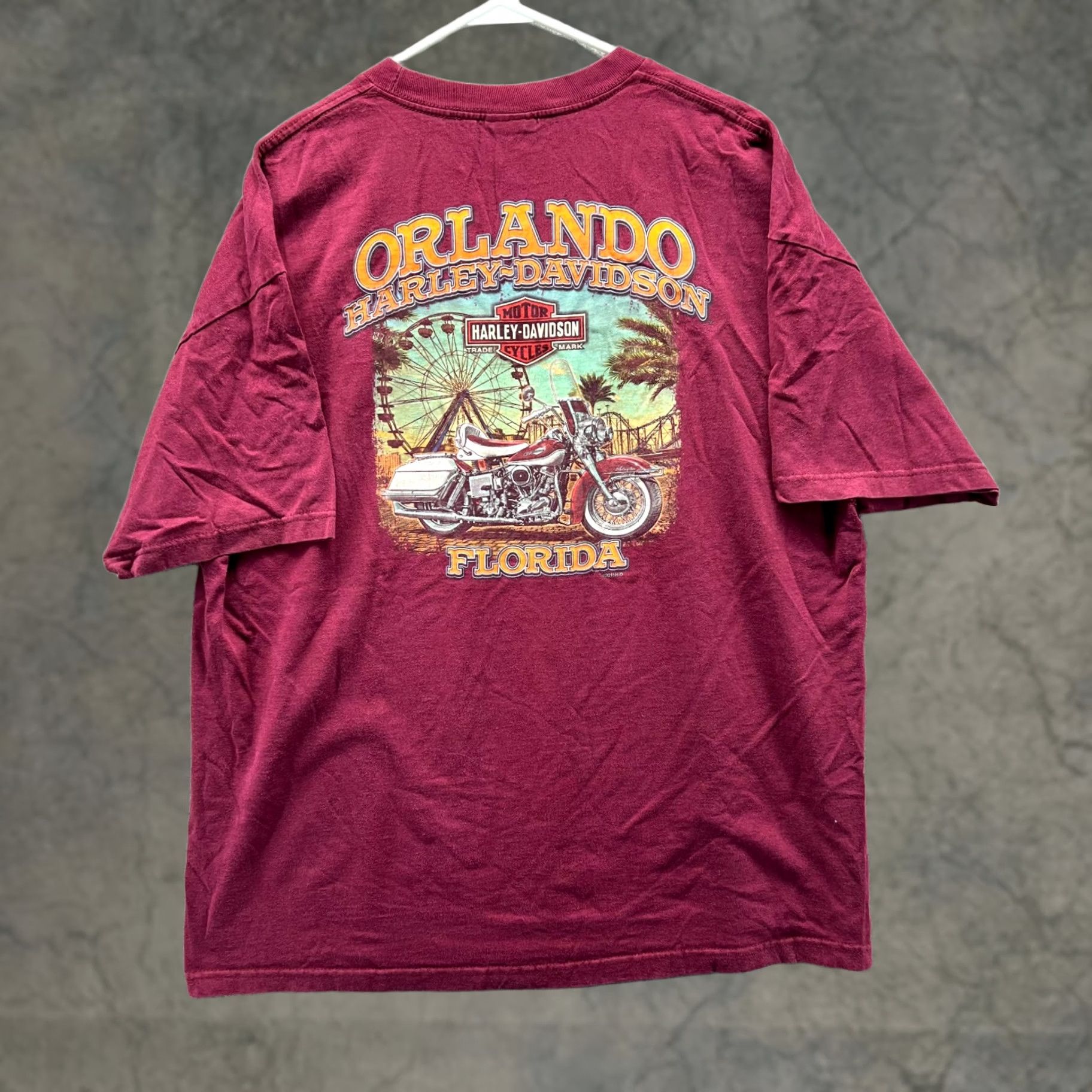 Harley Davidson VINTAGE Harley-Davidson Shirt Mens 2XL Burgundy Crewneck Short Sleeve T-Shirt Logo All Seasons Fall Spring Summer Winter Mens Size US XXL / EU 58 / 5 - 1 Thumbnail