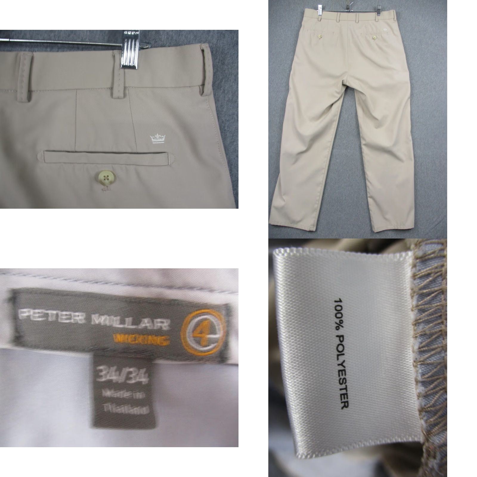 Peter Millar Peter Millar Pants Mens 34x34 Khakis Beige Golf Performance Wicking 100% Polyester Pockets Regular Adult Mens Size US 34 / EU 50 - 8 Thumbnail
