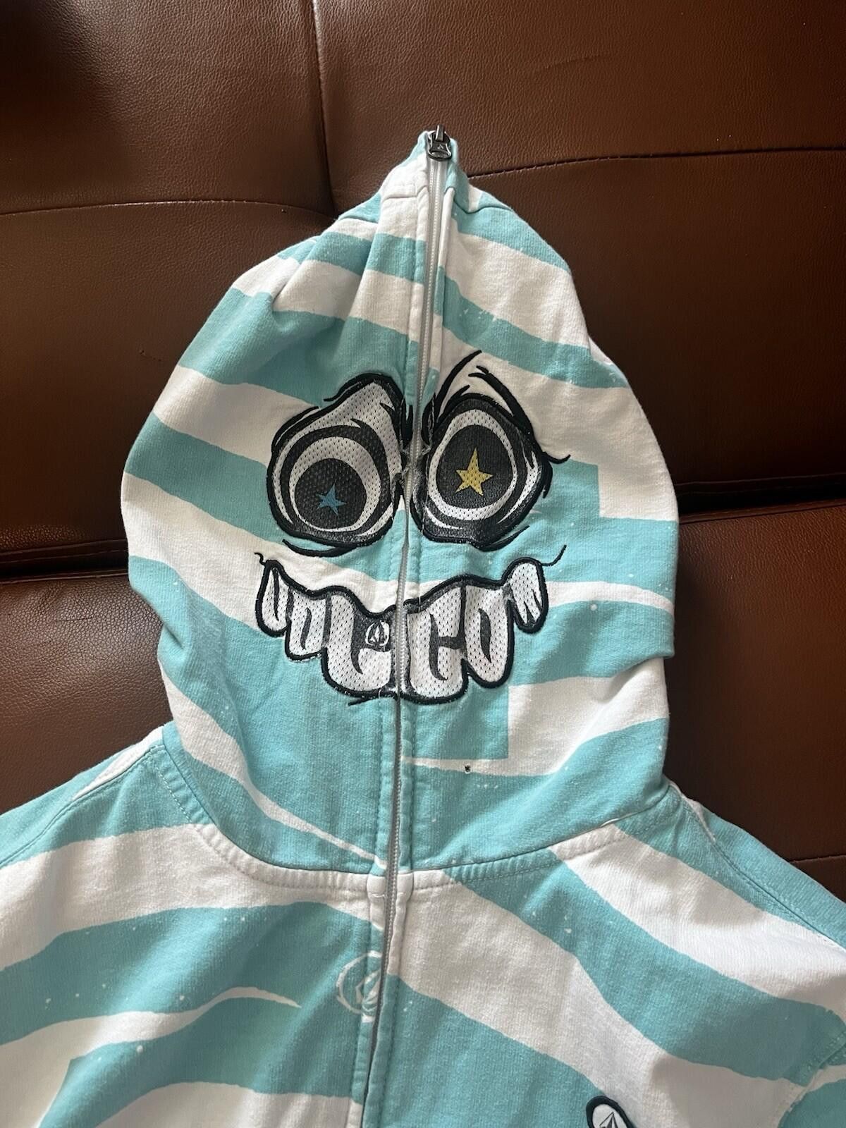 Volcom Volcom Full Zip Face Hoodie XL Teal Striped Skater Y2K Size US XL / EU 56 / 4 - 6 Thumbnail