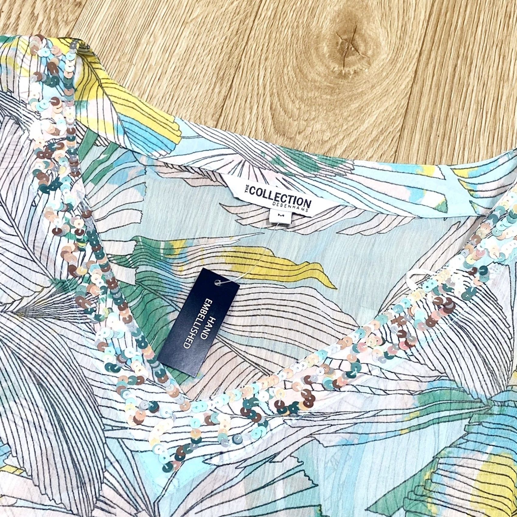 Vintage Debenhams The Collection Kimono Pullover Womens Medium Multicoloured Floral Short Sleeve V-Neck Casual Summer Regular Womens Size M / US 6-8 / IT 42-44 - 5 Thumbnail