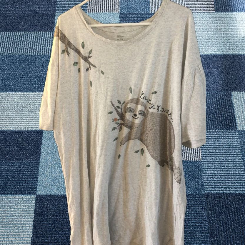 Vintage Secret Treasures Women's Pajamas Gown L Night Top Gray Cotton Blend Crew Neck Short Sleeve Lounge Size L / US 10 / IT 46 - 1 Thumbnail